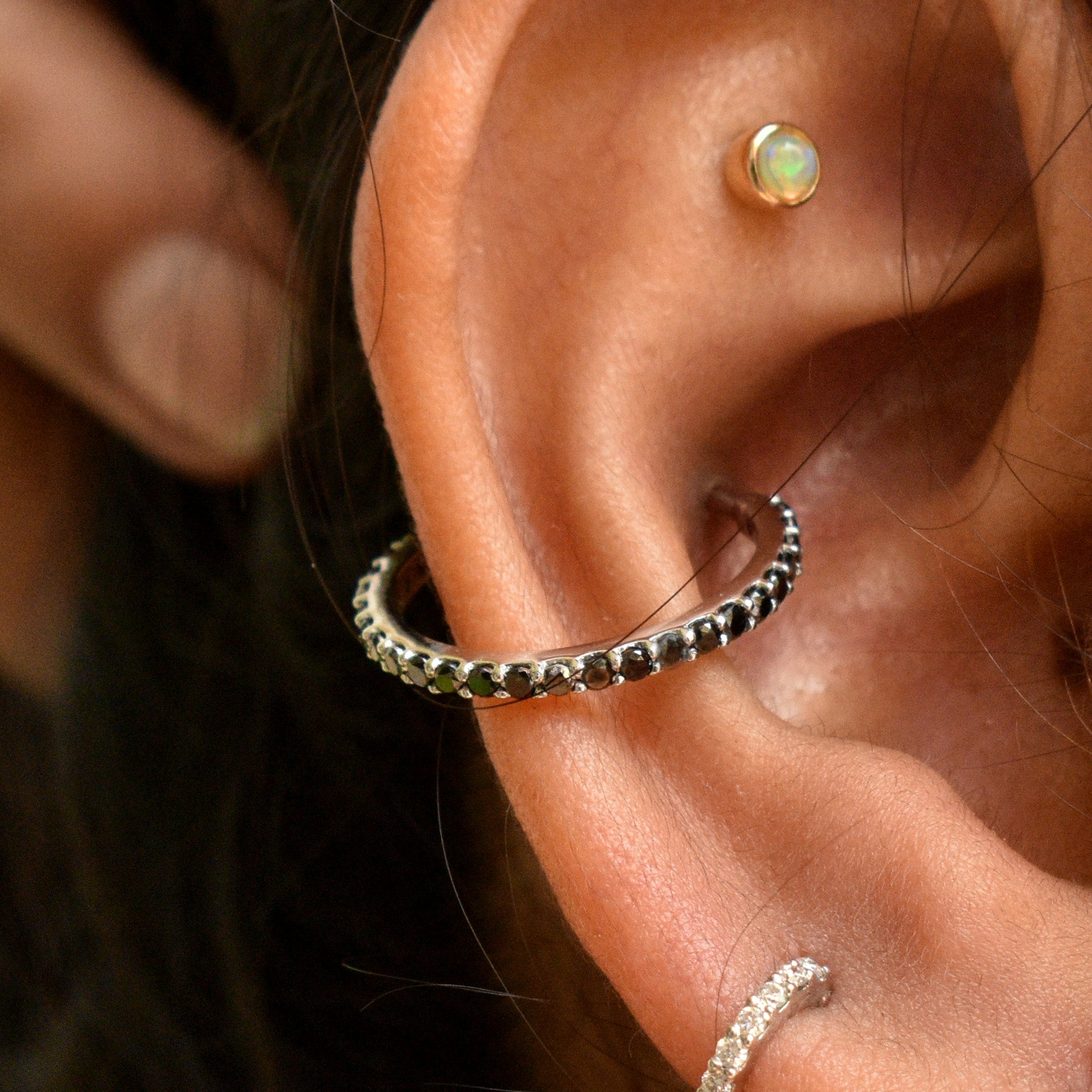 Black Diamond Eternity Clicker Earring 5-14mm