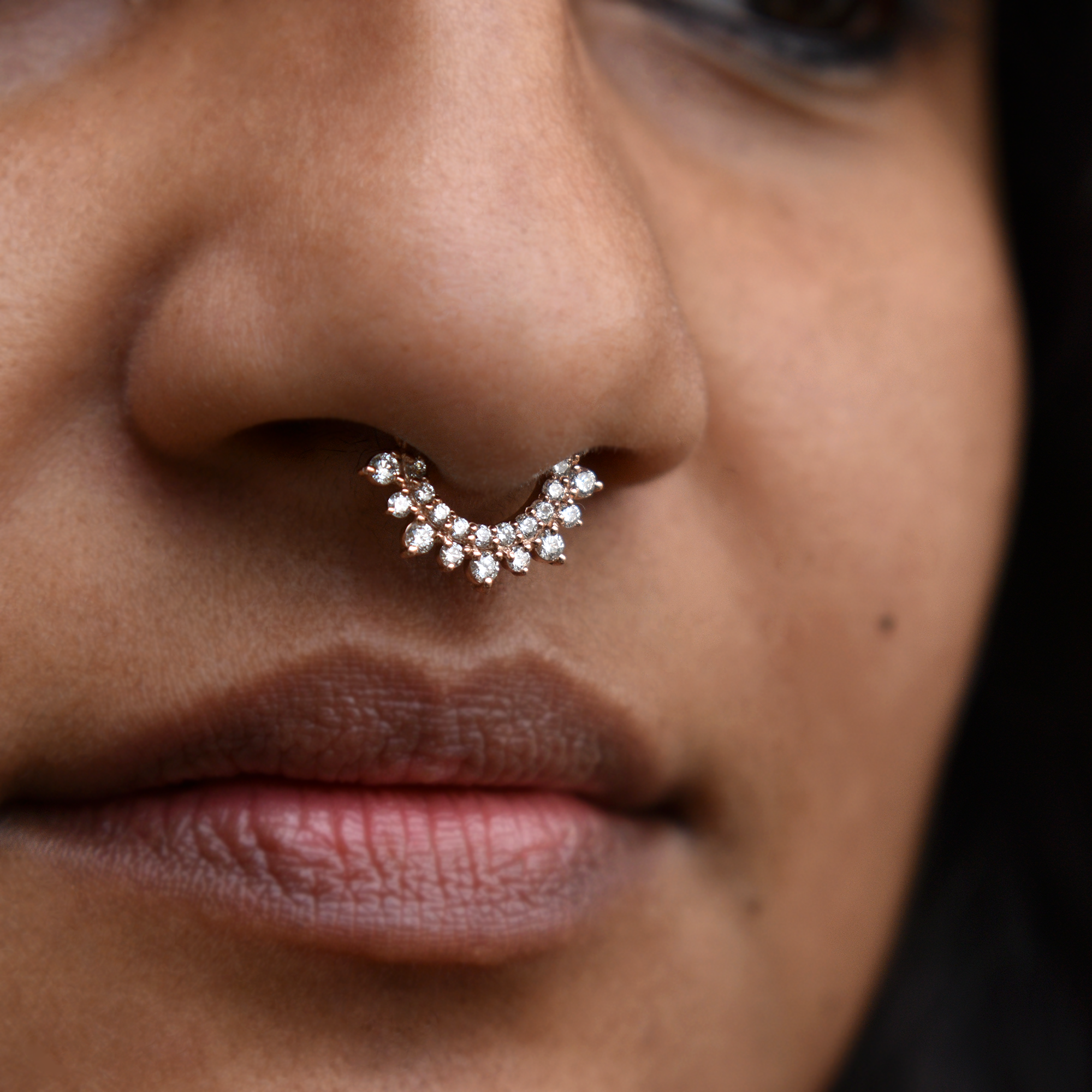 6-13mm Double Halo Diamond Clicker, Hinged Daith Septum Ring