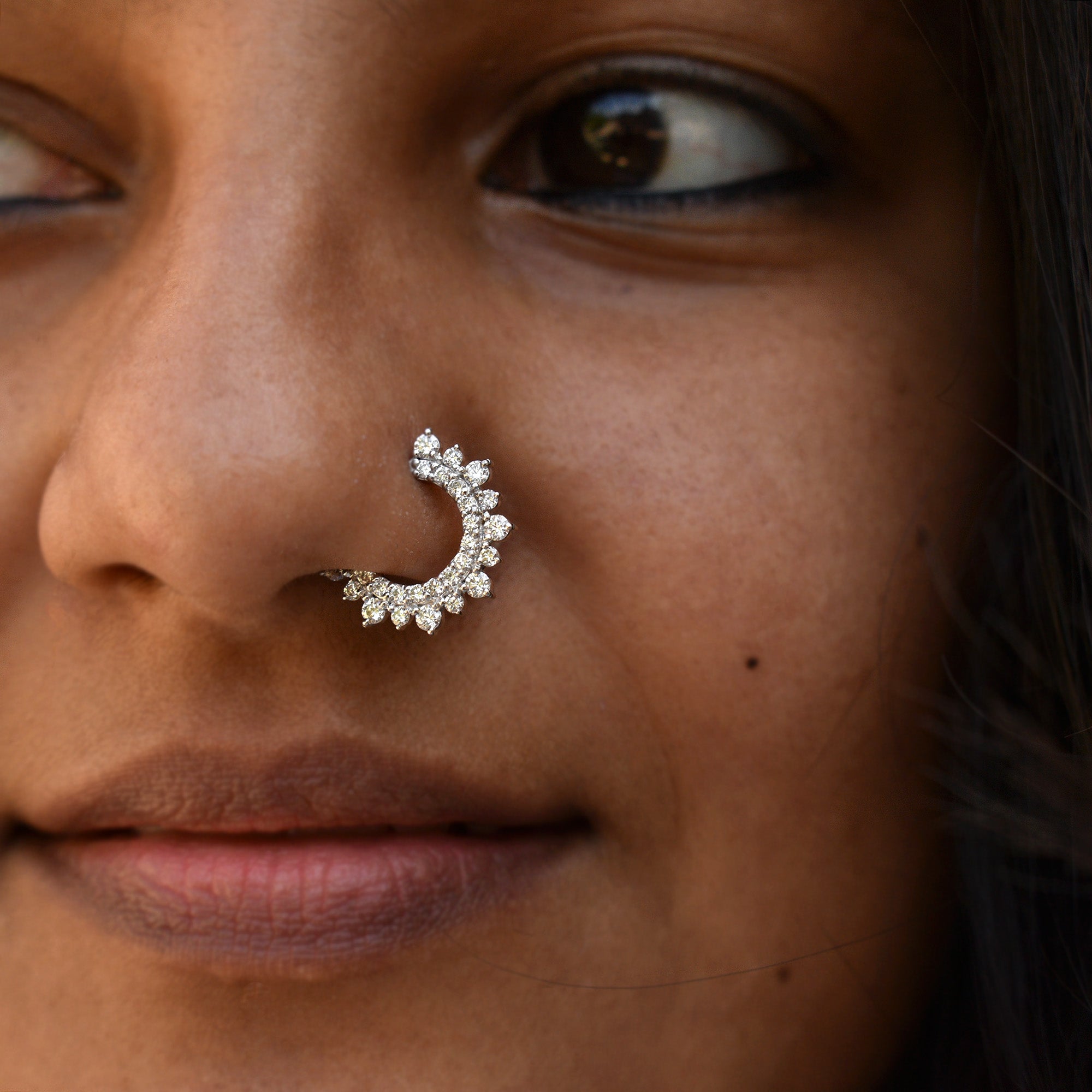 6-13mm Double Halo Diamond Clicker, Hinged Daith Septum Ring