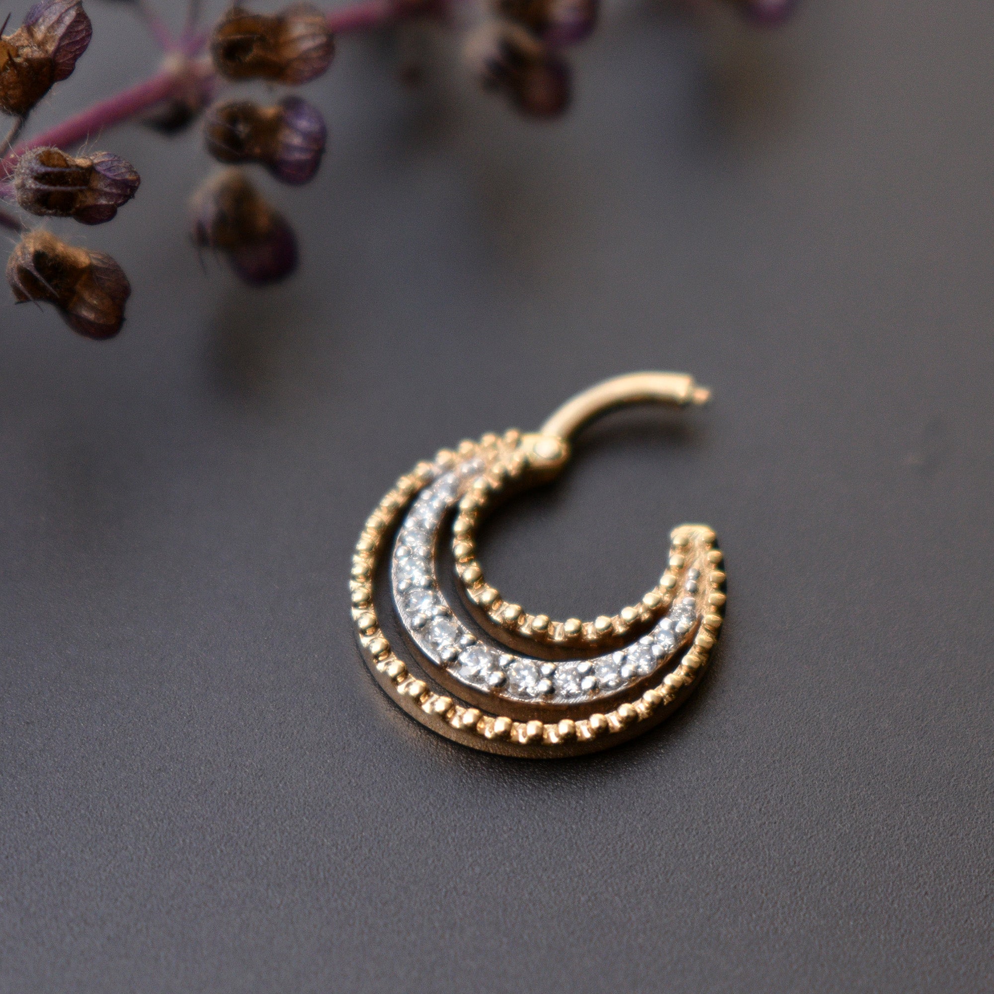Ripple Diamond Clicker, Daith Septum Hoop 5mm-10mm