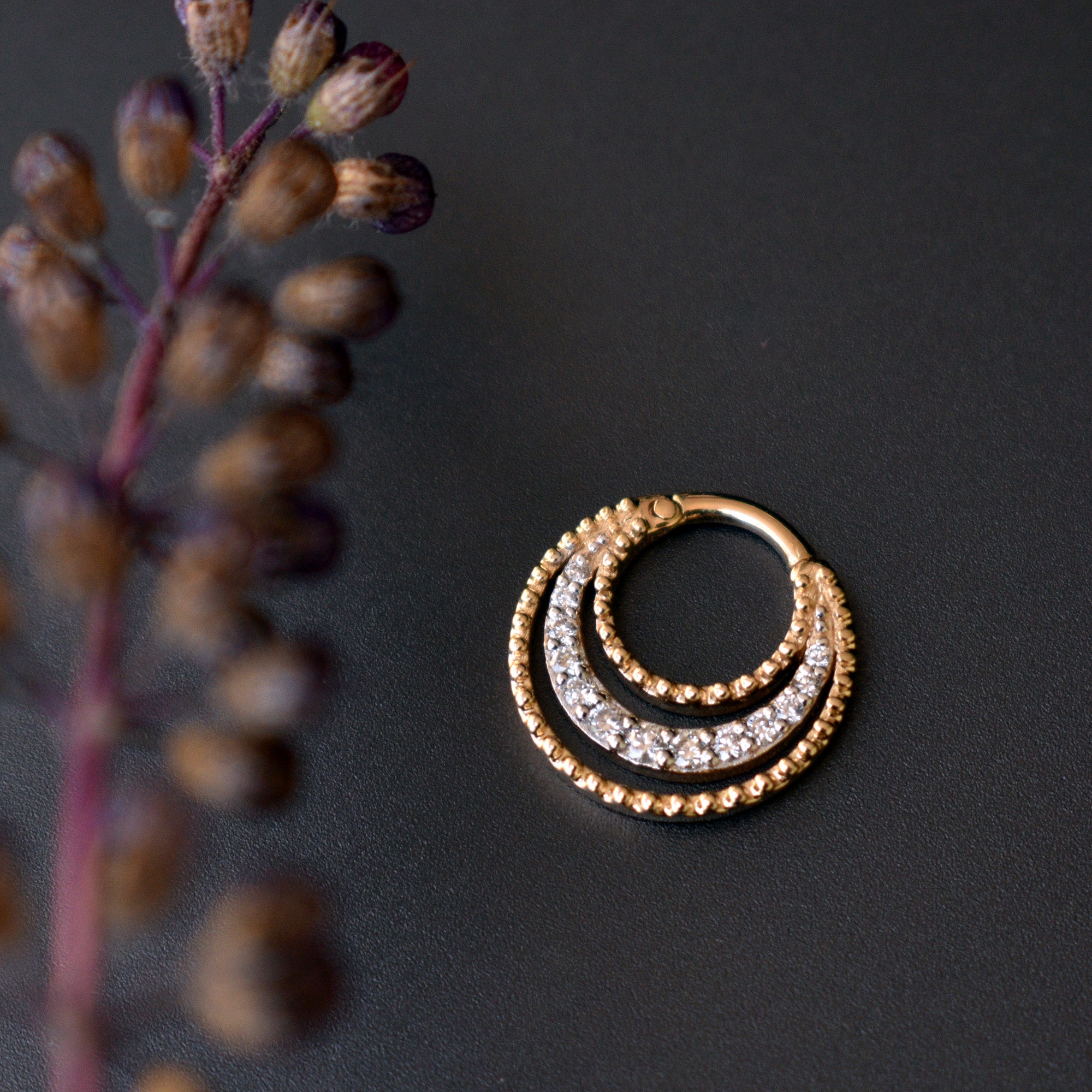 Ripple Diamond Clicker, Daith Septum Hoop 5mm-10mm