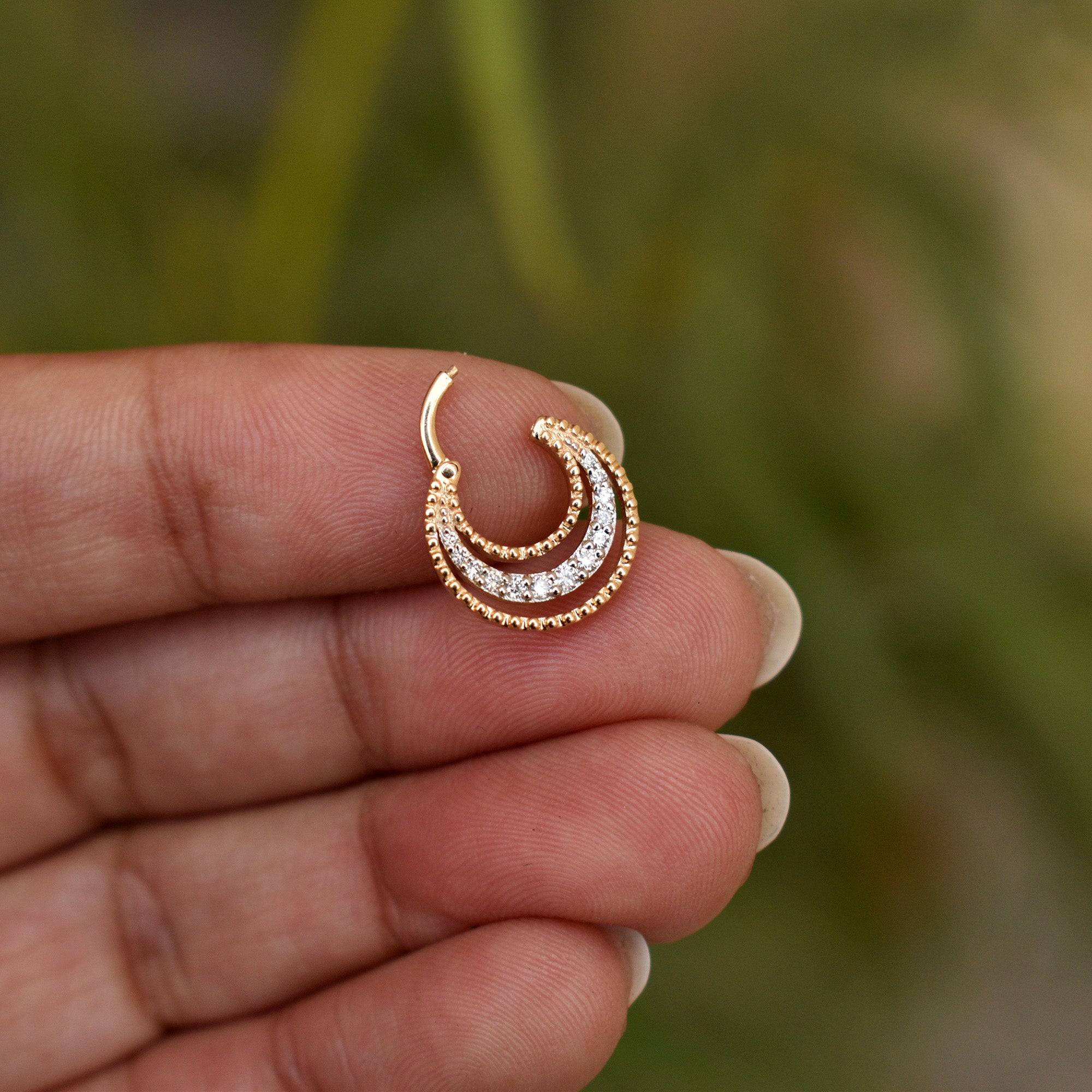 Ripple Diamond Clicker, Daith Septum Hoop 5mm-10mm