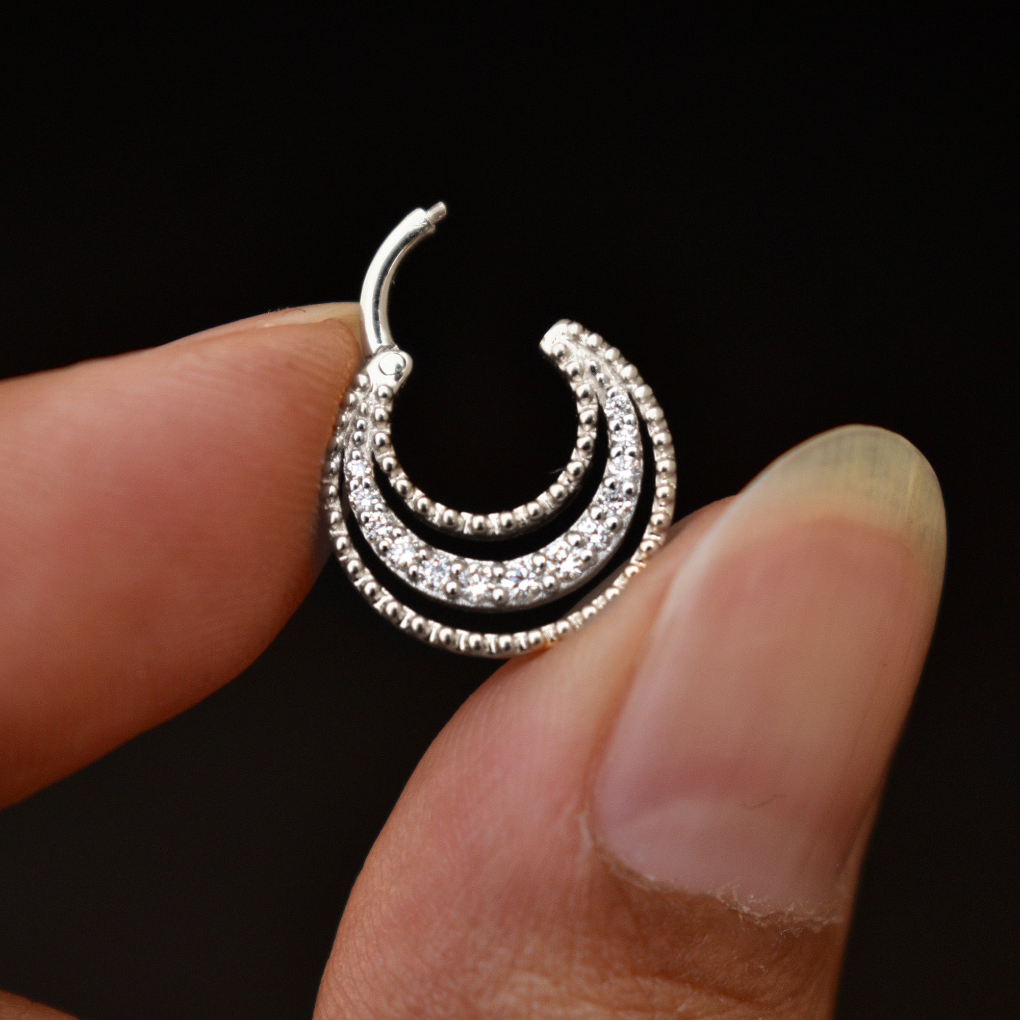 Ripple Diamond Clicker, Daith Septum Hoop 5mm-10mm