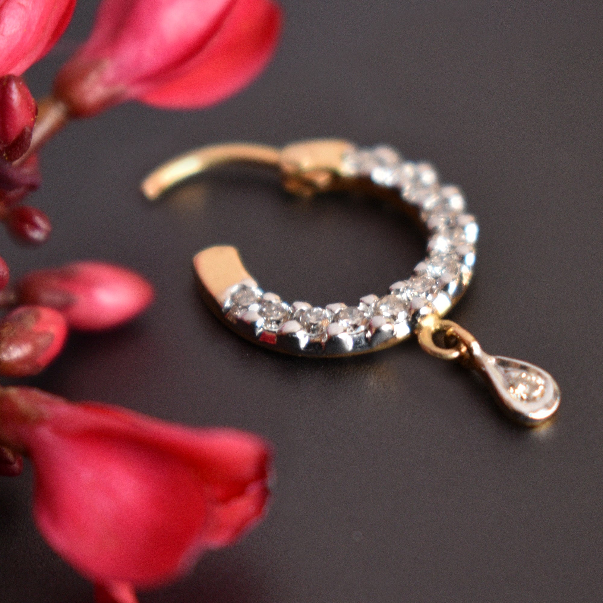 Infinity Diamond Nose Hoop with Drop Dangle 18g