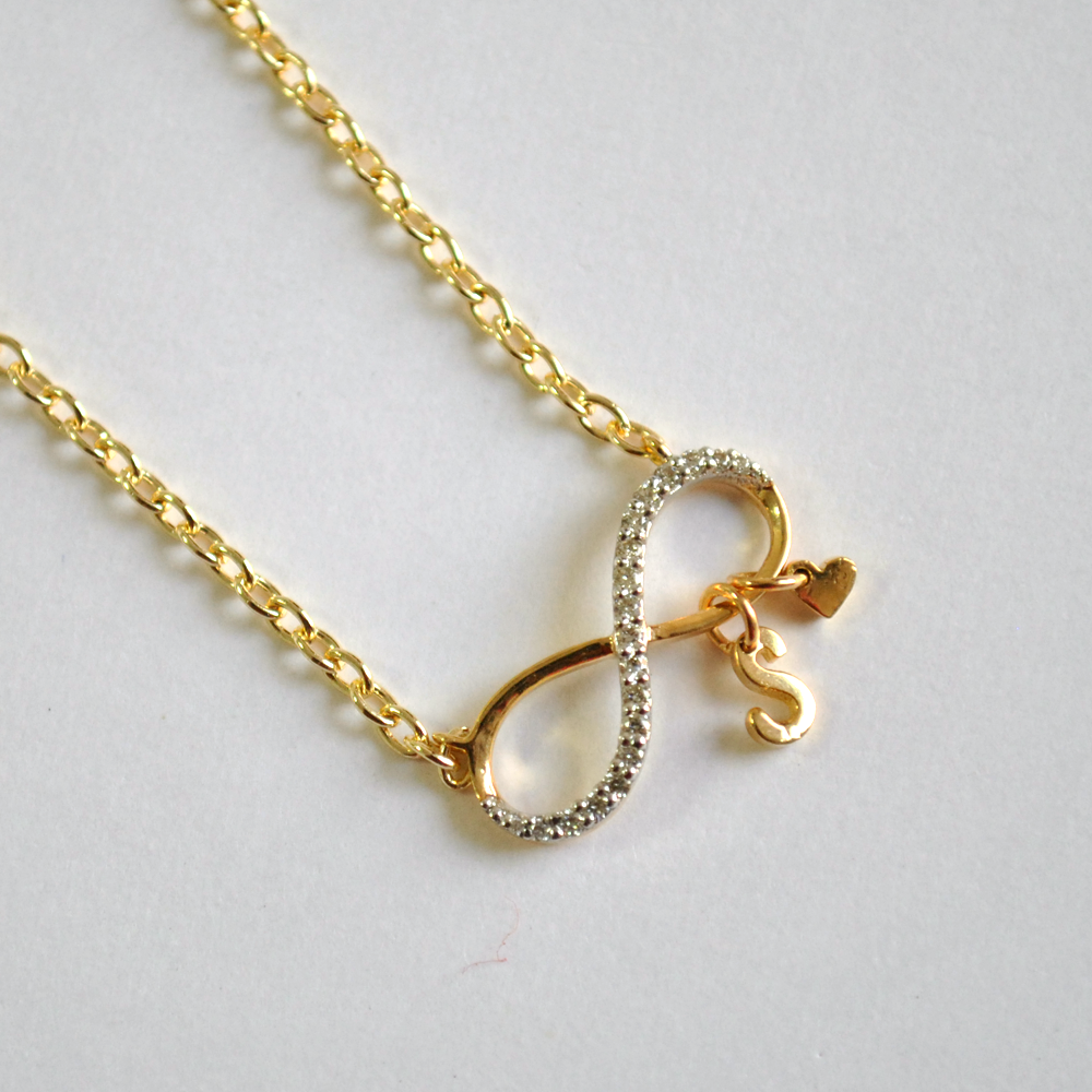 Infinity Initial and Heart Necklace in 14K Gold & Diamond