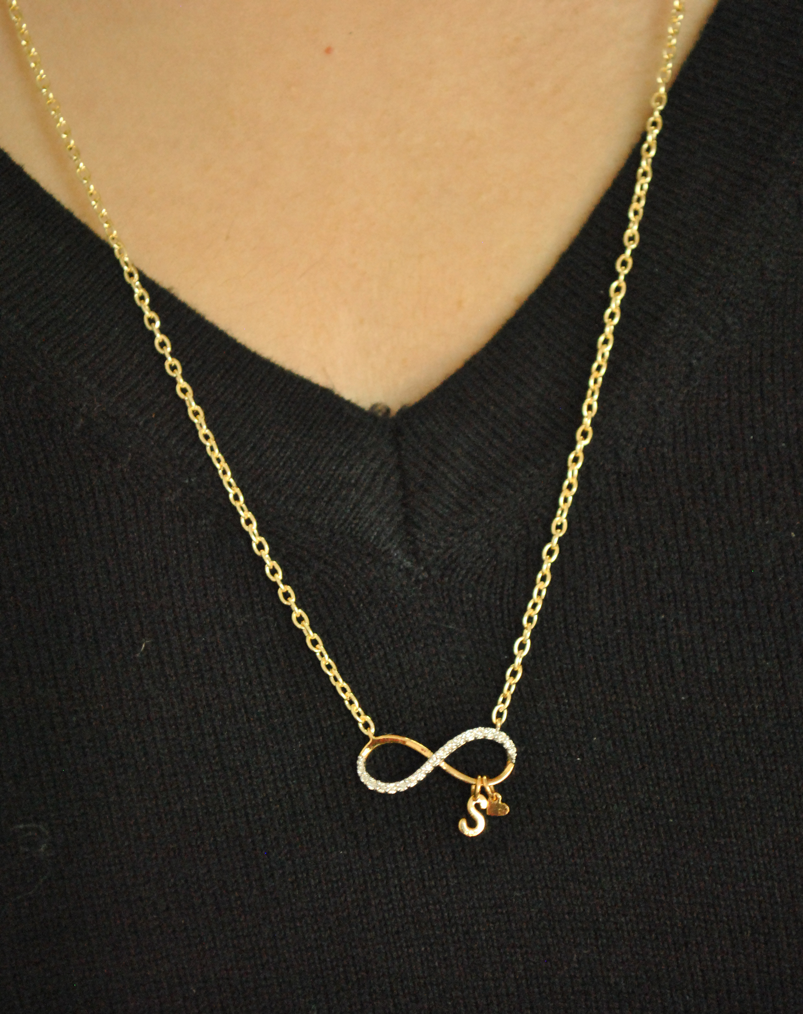 Infinity Initial and Heart Necklace in 14K Gold & Diamond