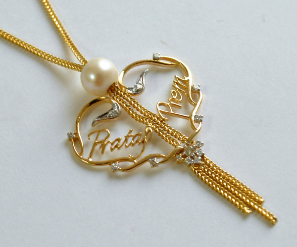 Two name Personalised Heart Necklace in 18K Yellow Gold (LP042