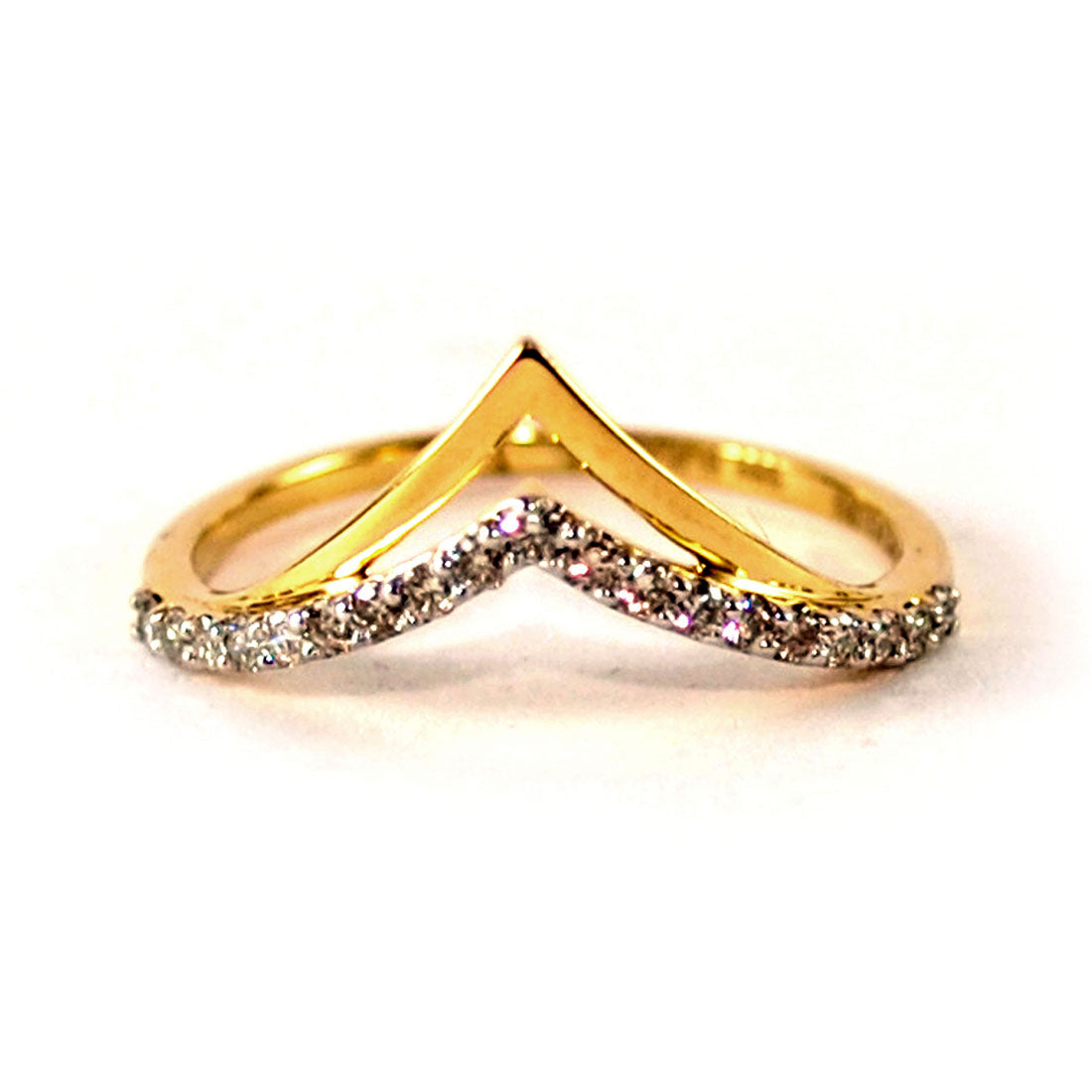 Studded band with Gold V Chevron Stackable Ring
