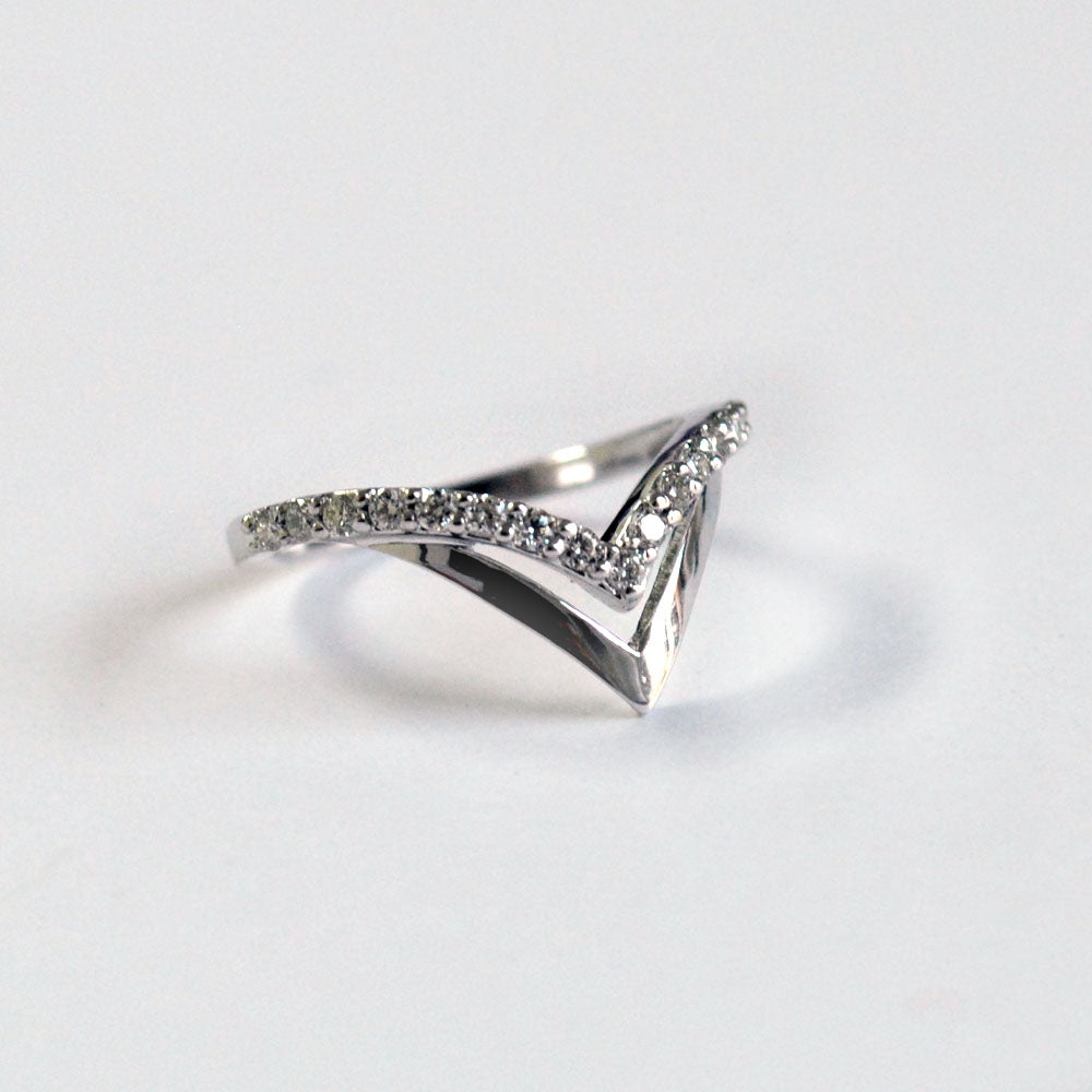 Studded band with Gold V Chevron Stackable Ring