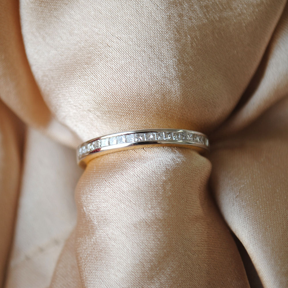 Channel Set Princess Cut Straight Diamond Band