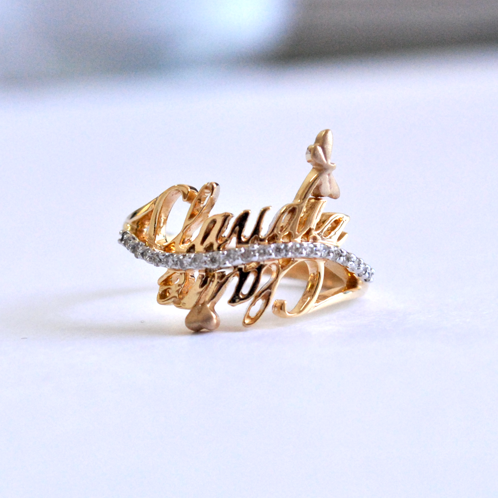 Two Name Personalized Rings Dragonfly Ring