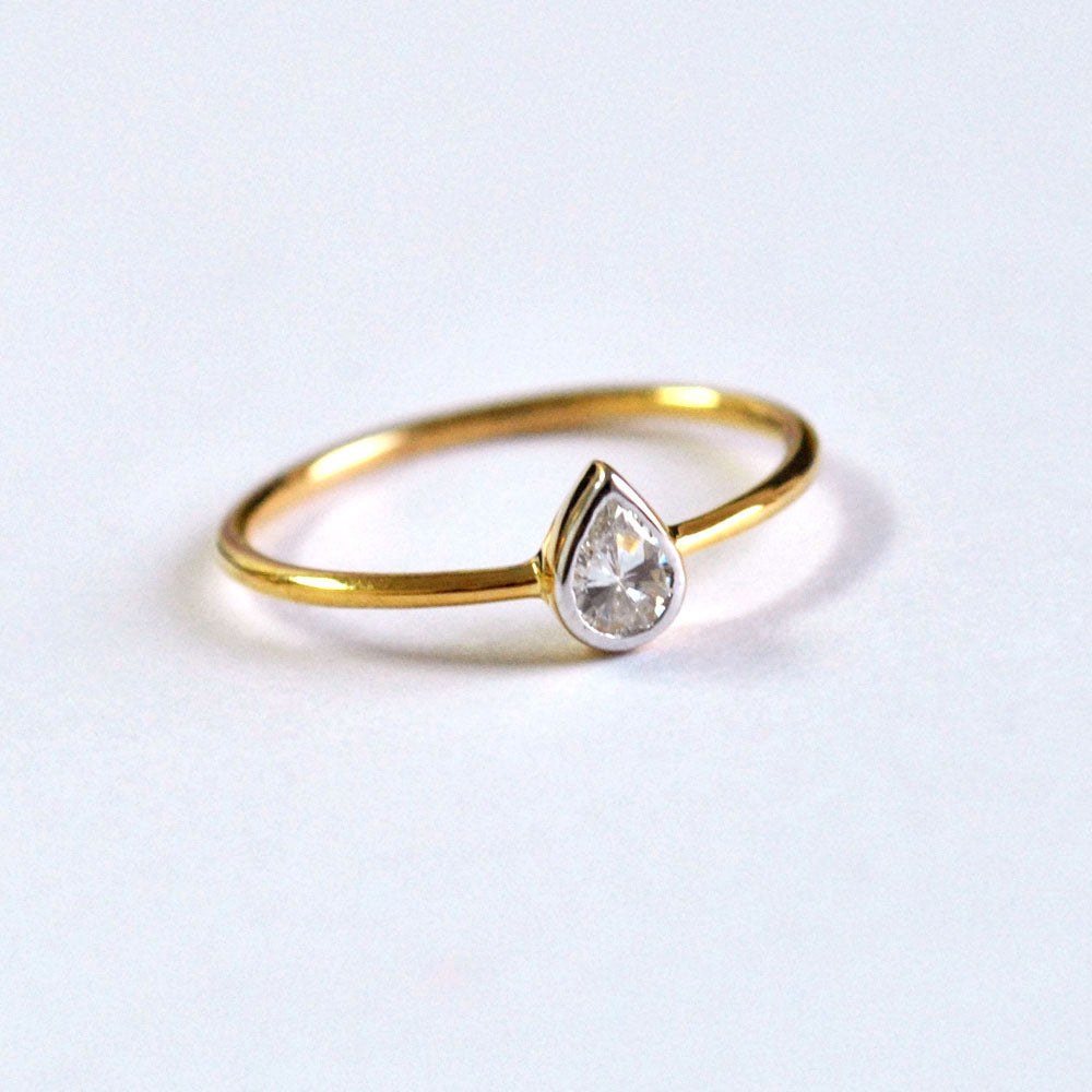 Bezel Set Pear Diamond Engagement Ring