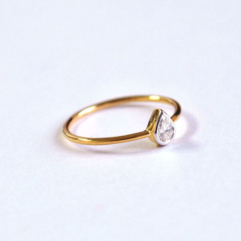 Bezel Set Pear Diamond Engagement Ring