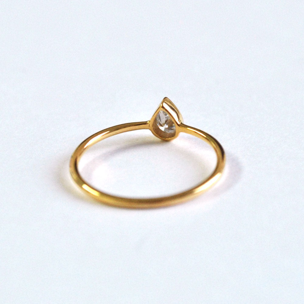 Bezel Set Pear Diamond Engagement Ring