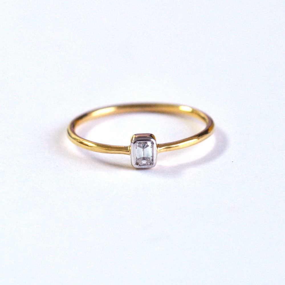 Emerald Cut Diamond Engagement Ring Bezel Set
