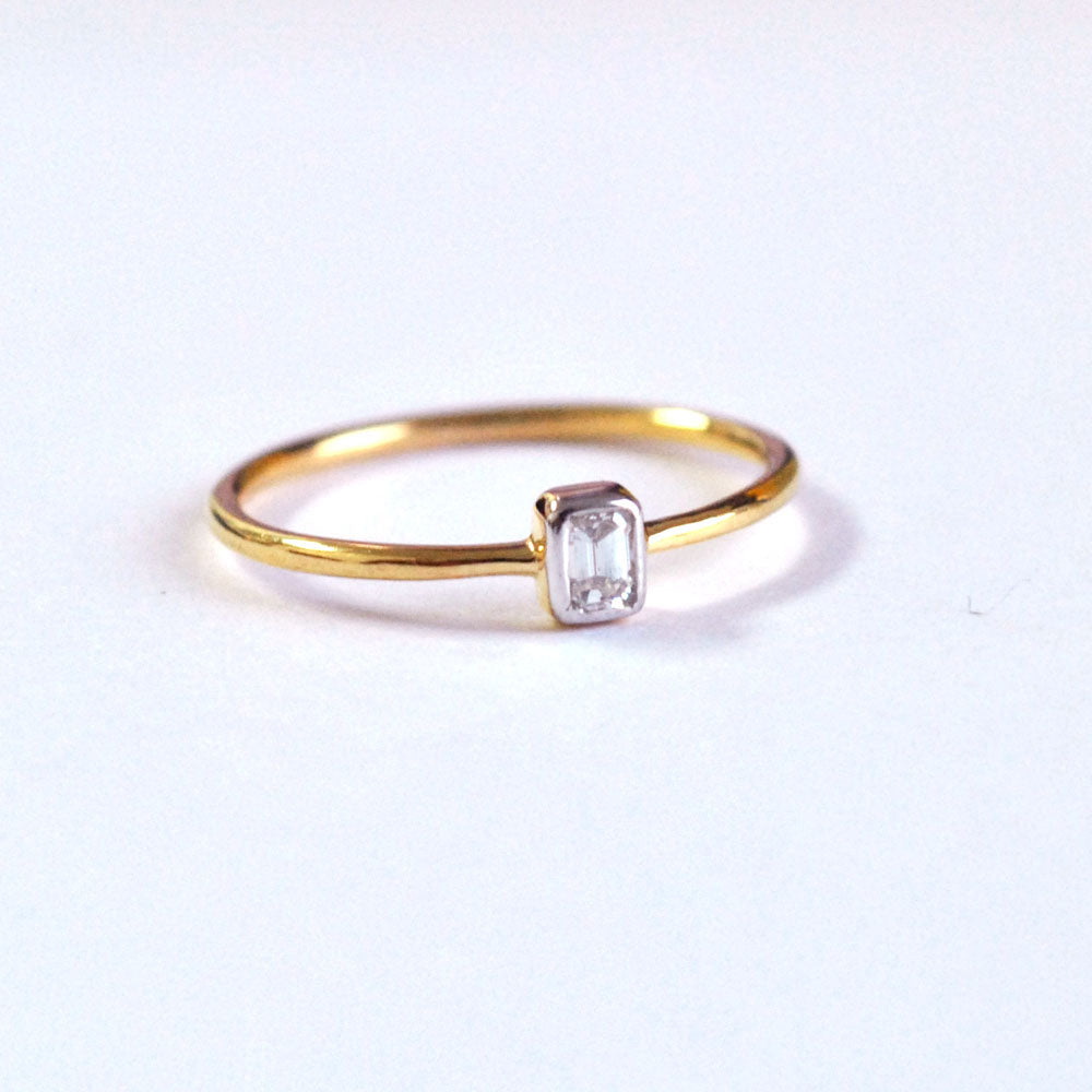 Emerald Cut Diamond Engagement Ring Bezel Set