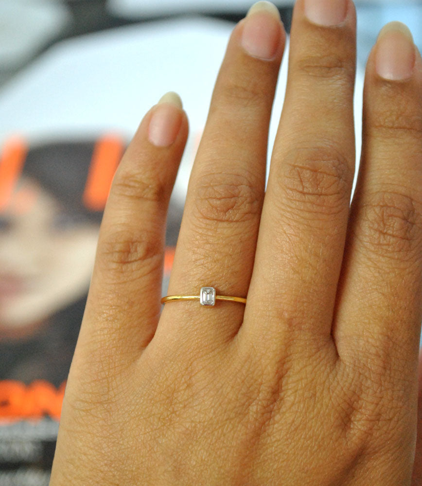 Emerald Cut Diamond Engagement Ring Bezel Set