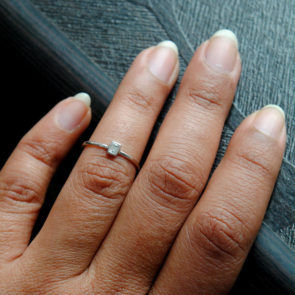 Emerald Cut Diamond Engagement Ring Bezel Set