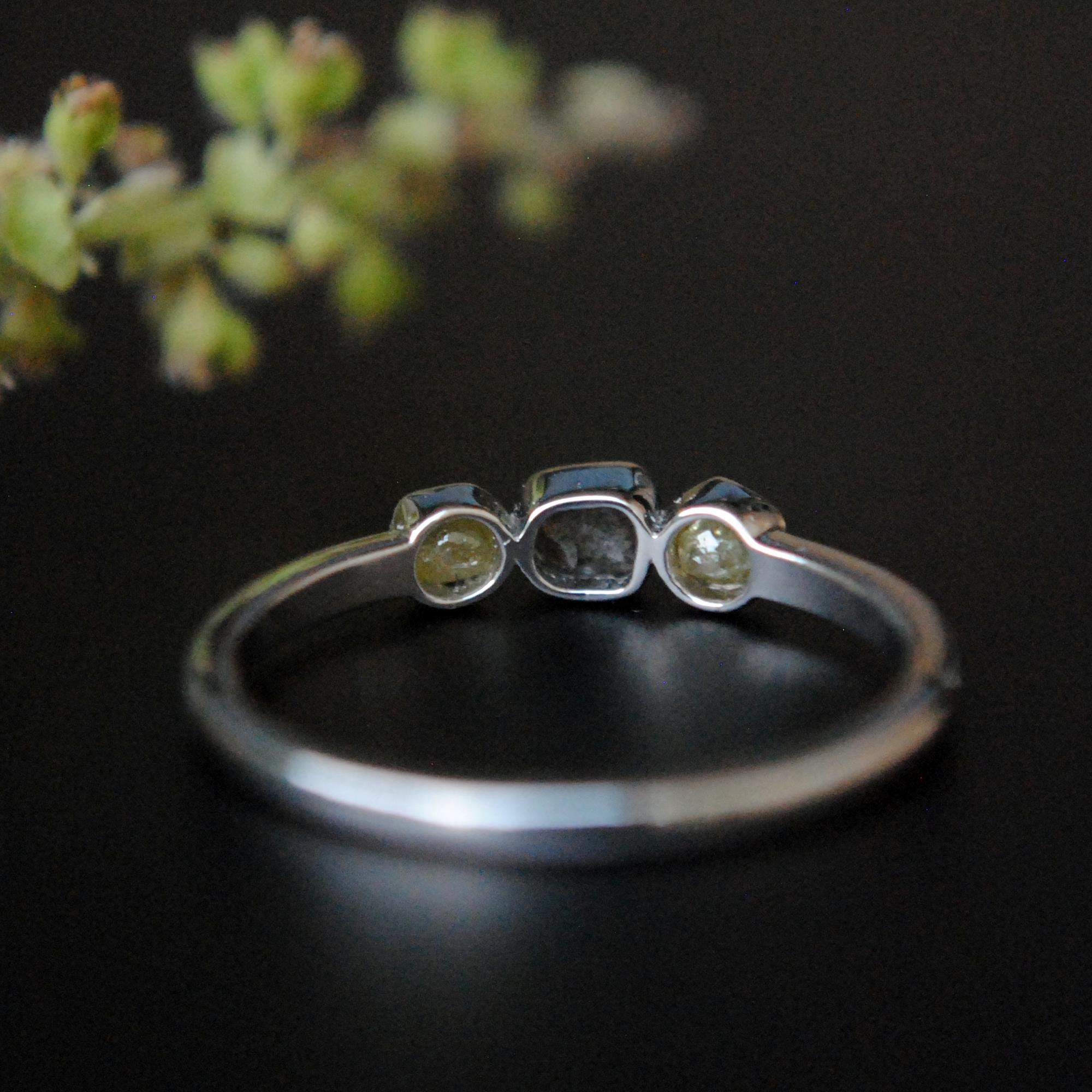 Three Stone Rough Diamond Ring