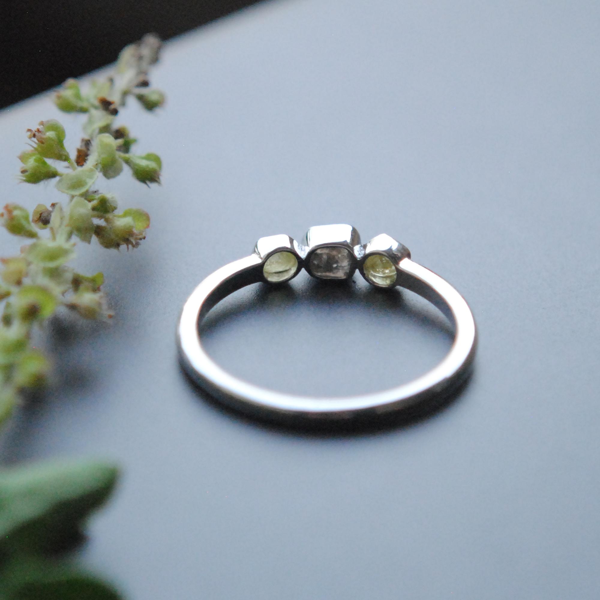 Three Stone Rough Diamond Ring