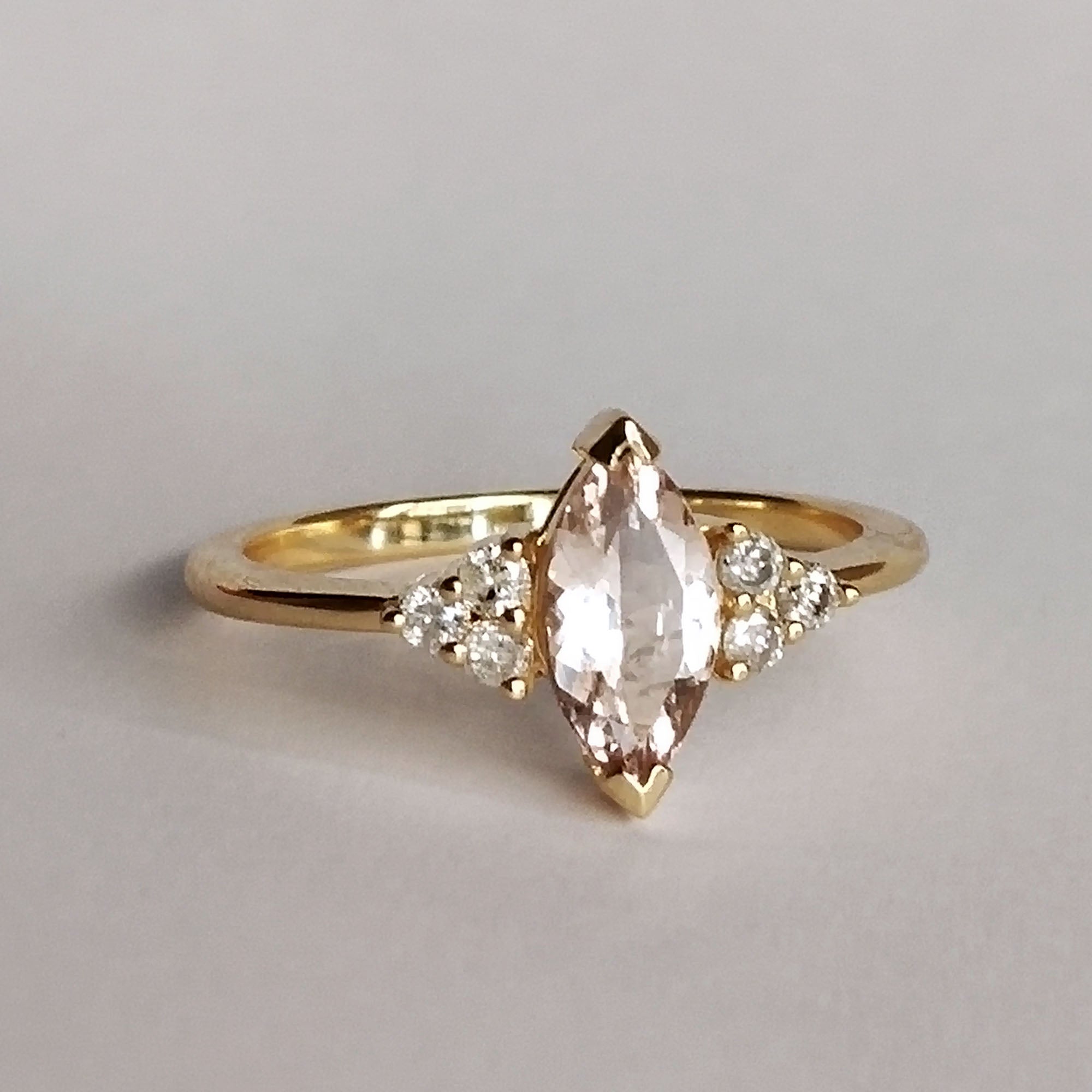 Marquise Morganite & Salt and Pepper Diamond Cluster Ring