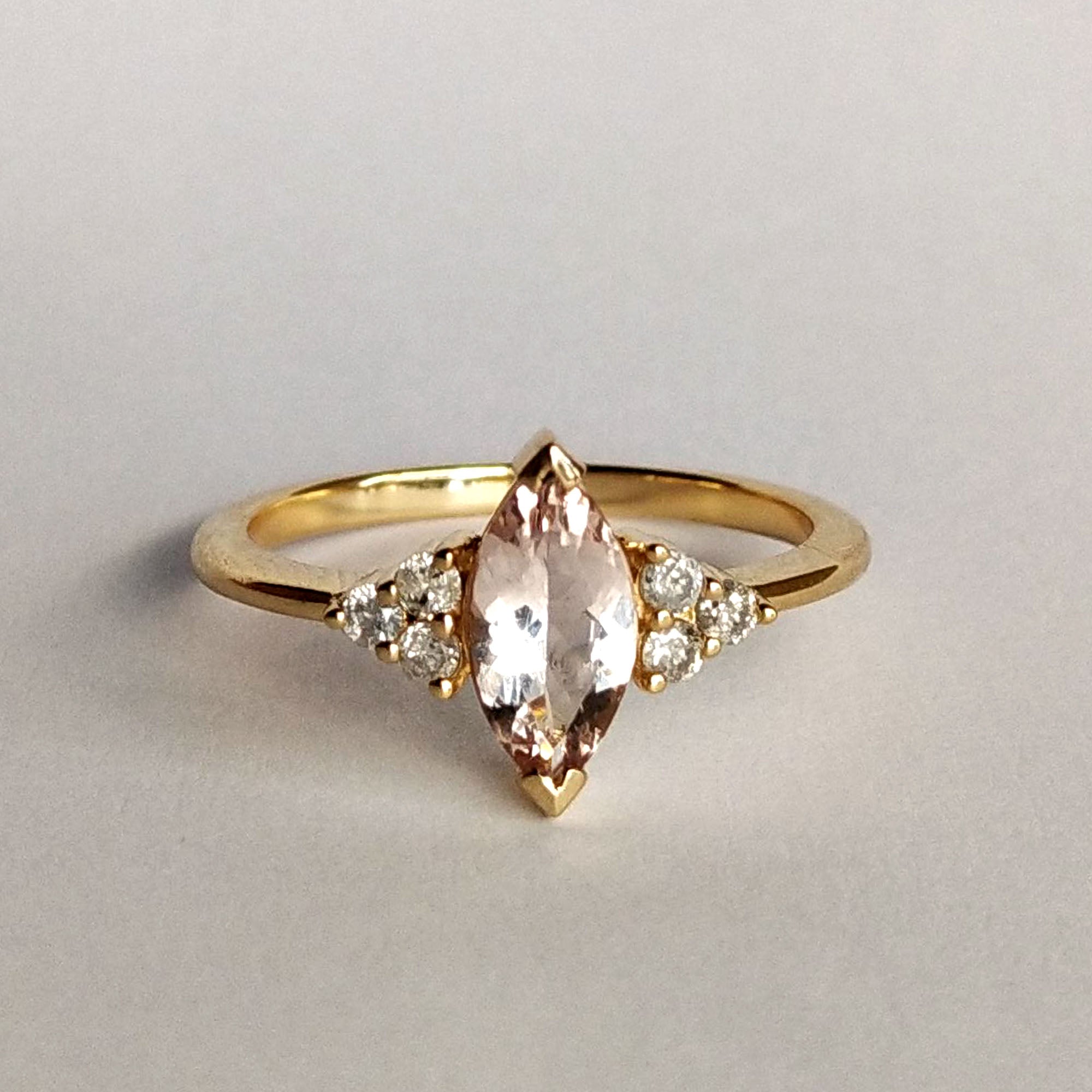 Marquise Morganite & Salt and Pepper Diamond Cluster Ring