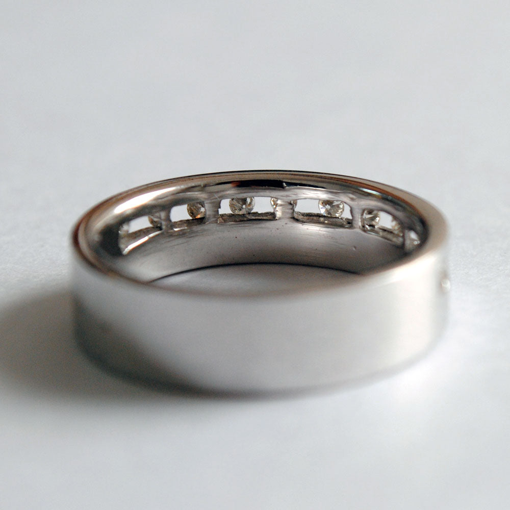Broad Channel Set Diamond Wedding Band For Men