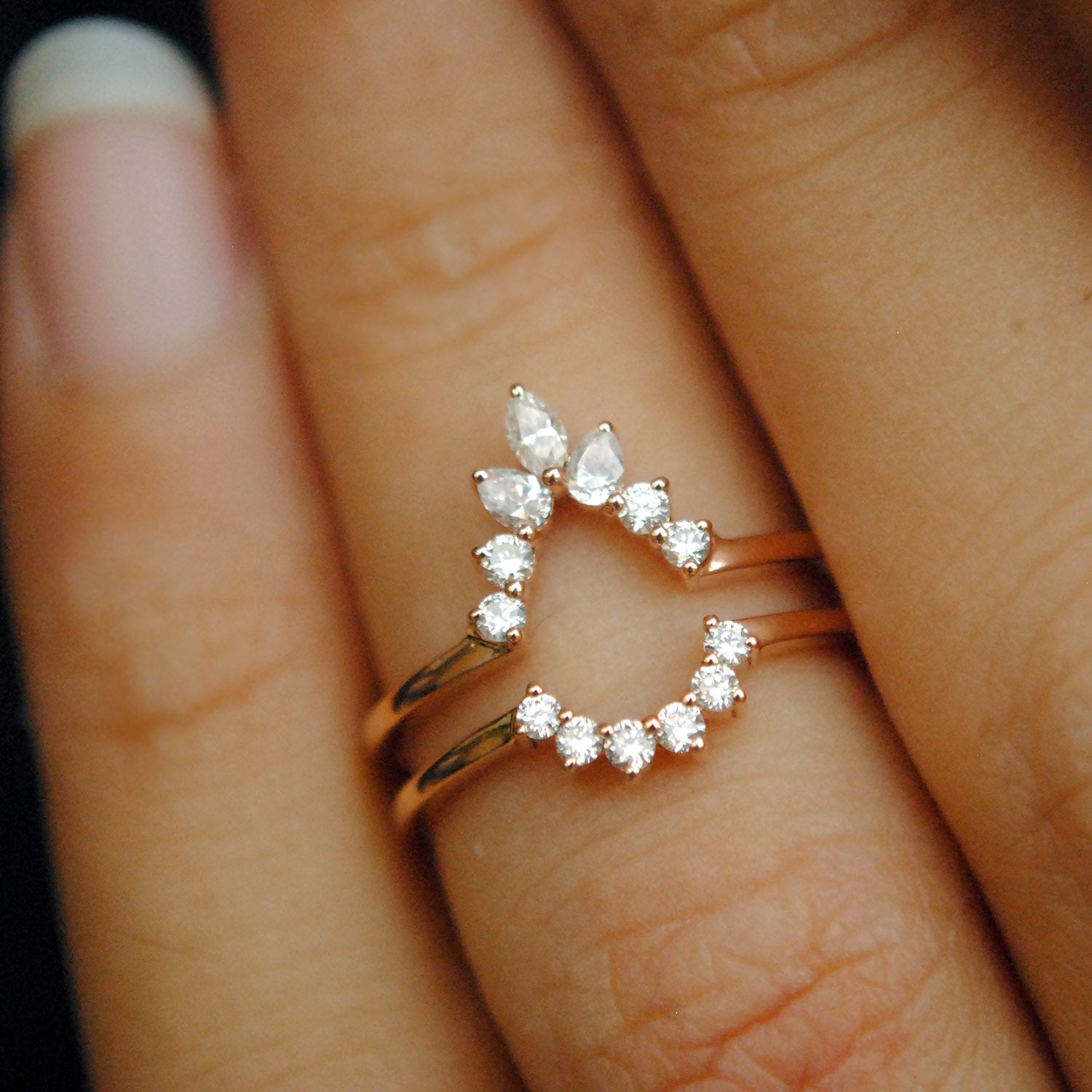Pear Shaped Diamond Ring Guard/Enhancer
