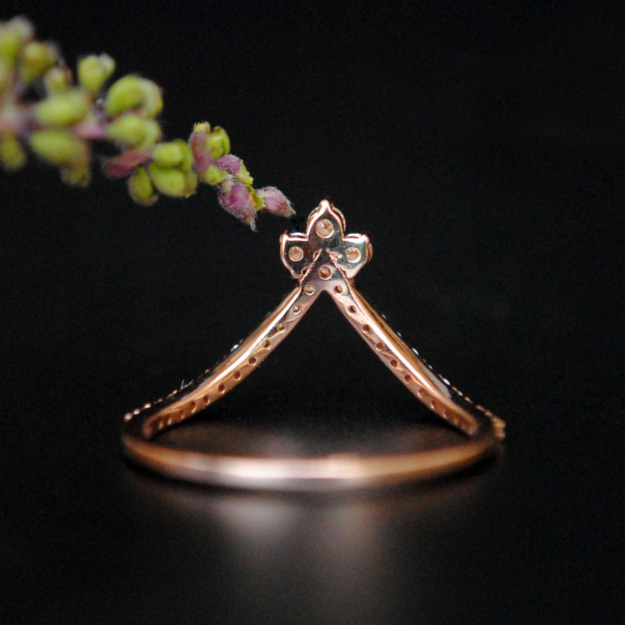 Deep Chevron Diamond Stacking Wedding Band