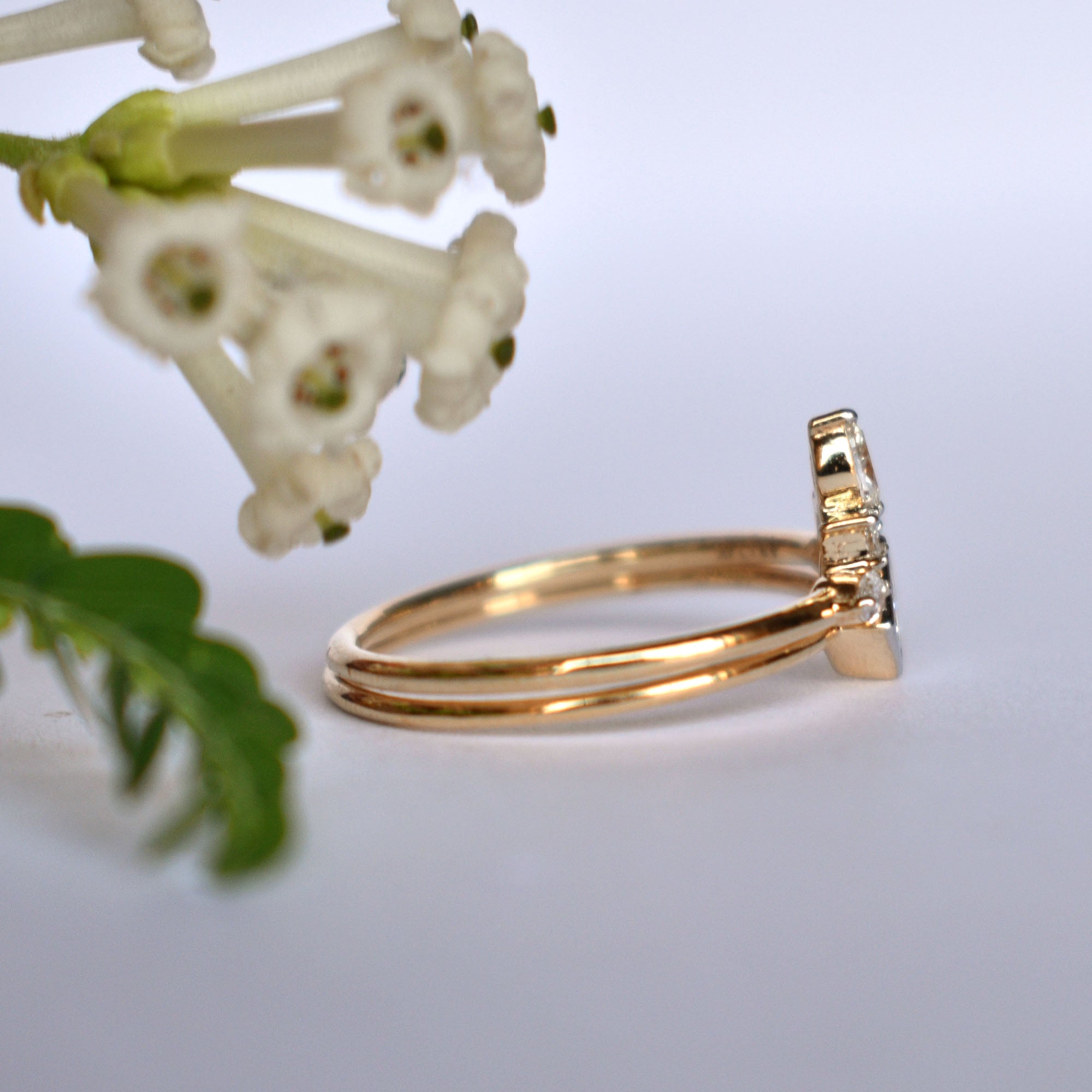 Princess Diamond Wedding Ring Set with Marquise Diamond Chevron V Wedding Band