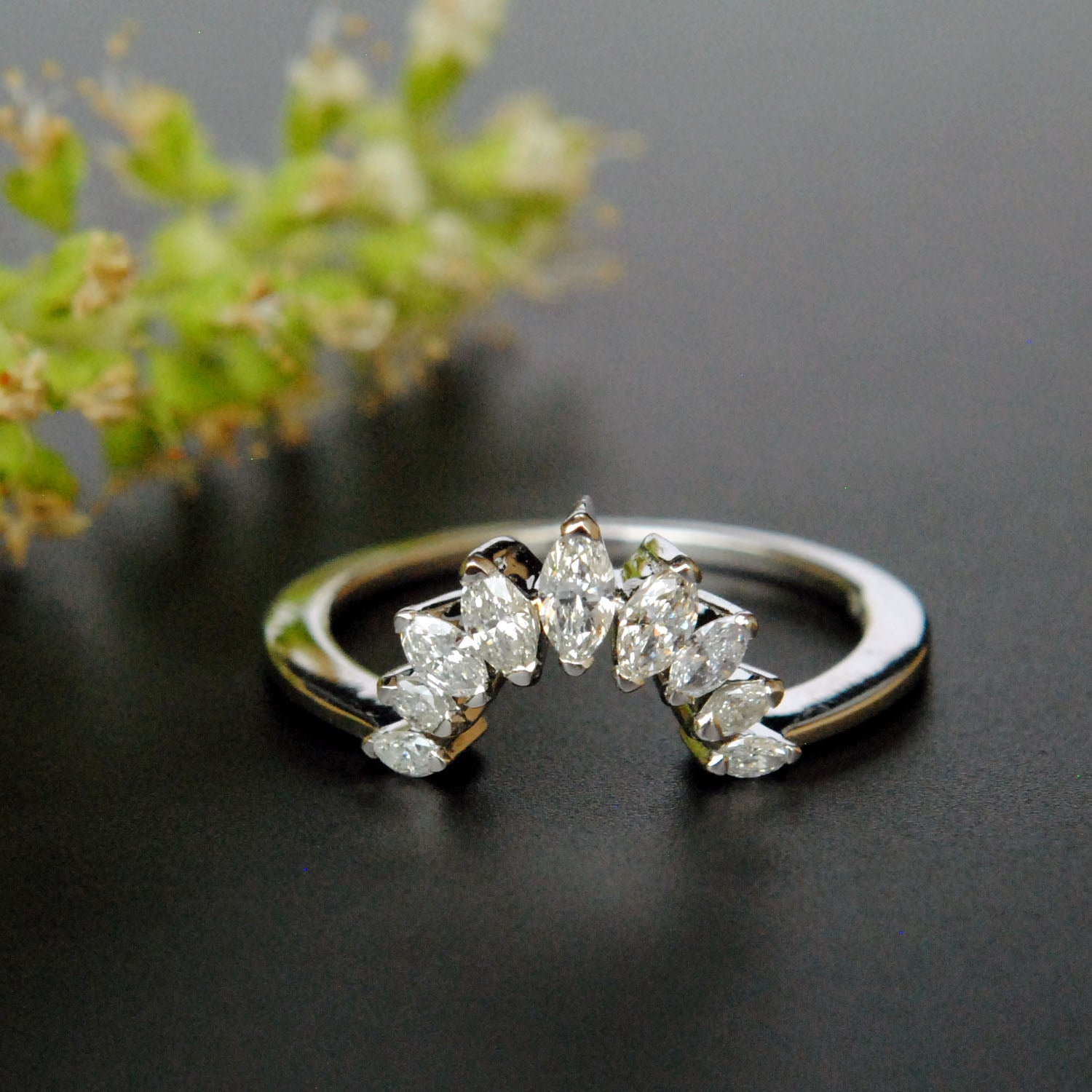 Marquise Diamond Curved Ring Enhancer Band