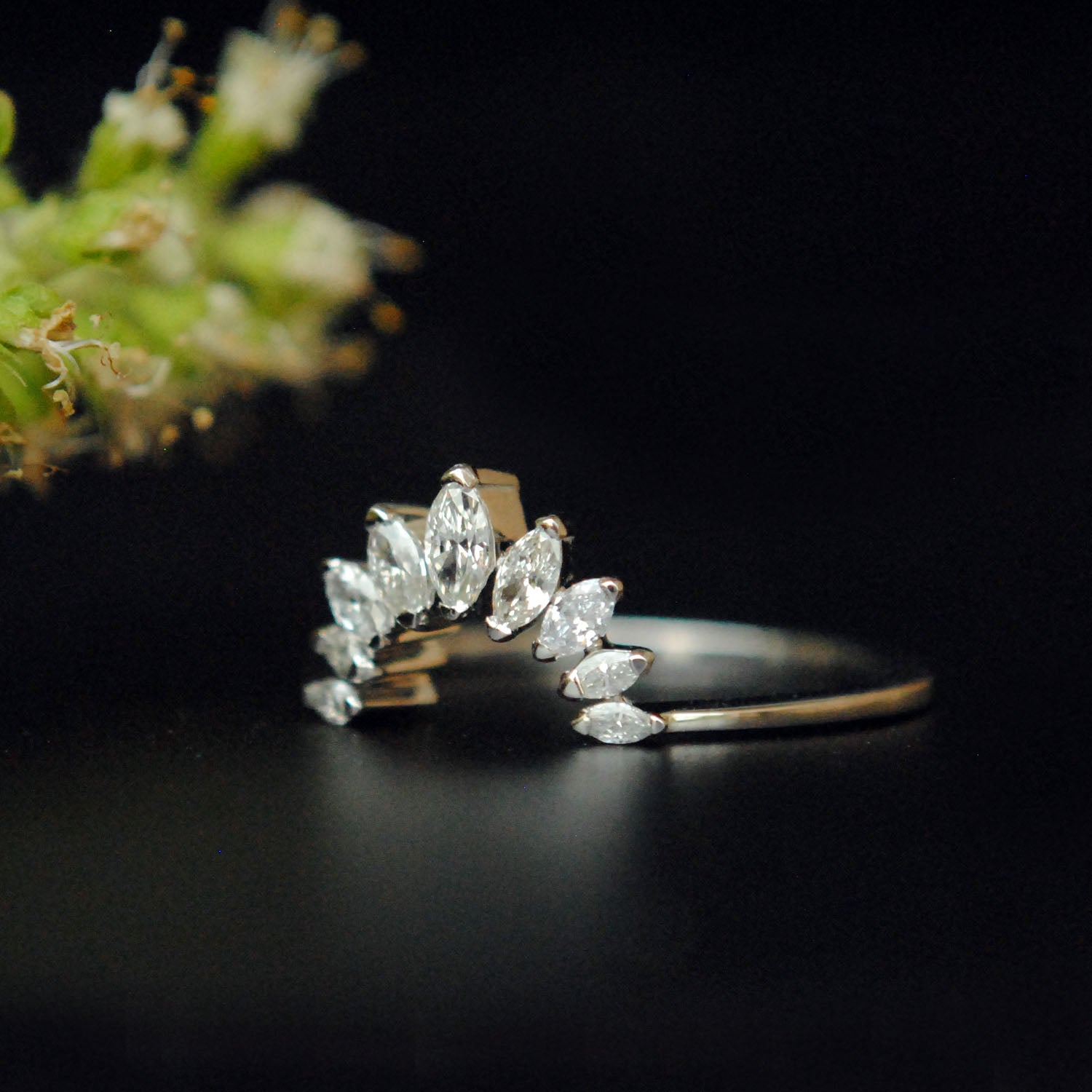 Marquise Diamond Curved Ring Enhancer Band