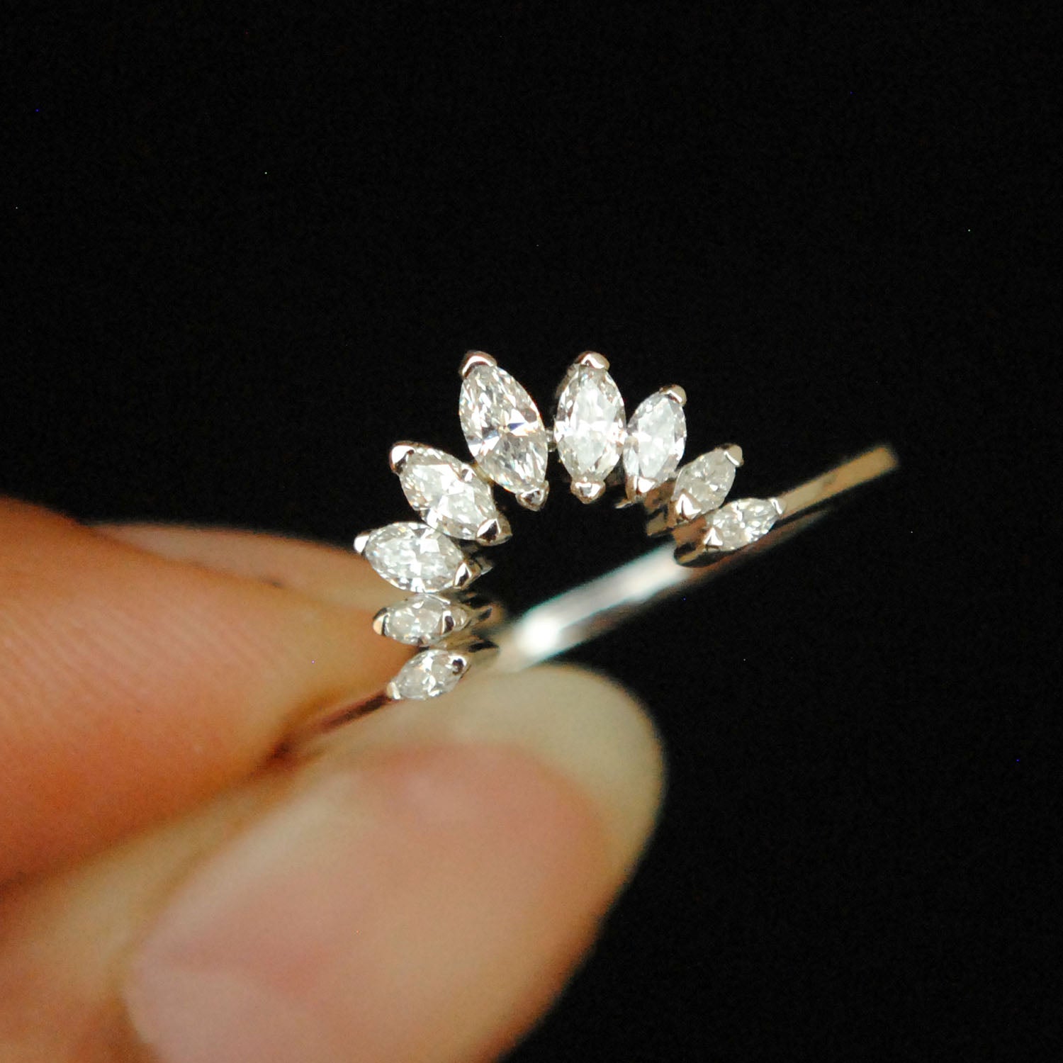 Marquise Diamond Curved Ring Enhancer Band