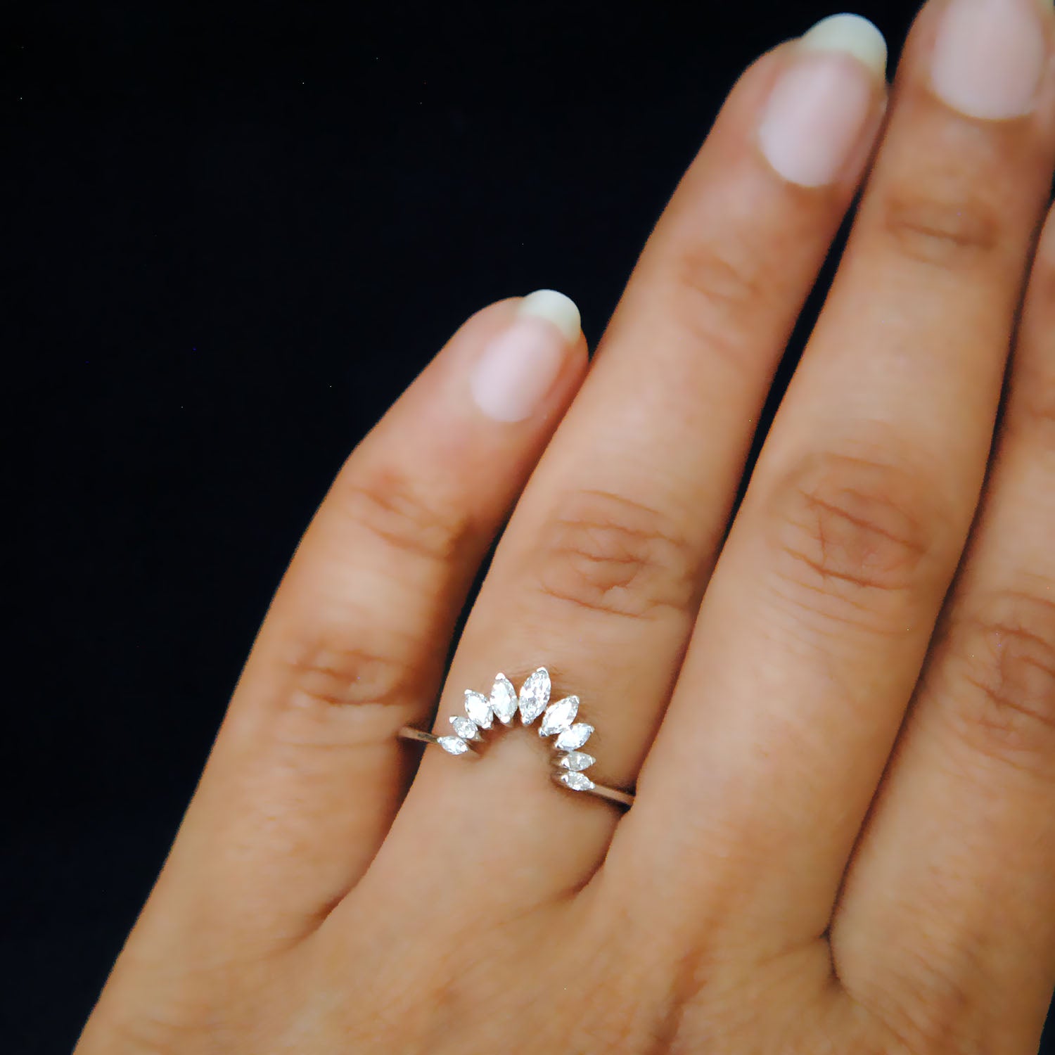 Marquise Diamond Curved Ring Enhancer Band