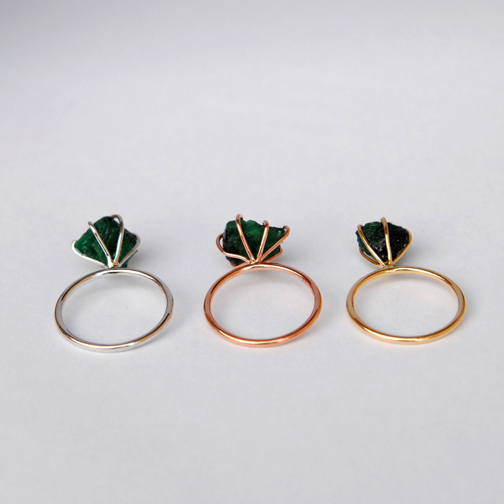 Chunky Raw Emerald 14K Solid Gold Ring