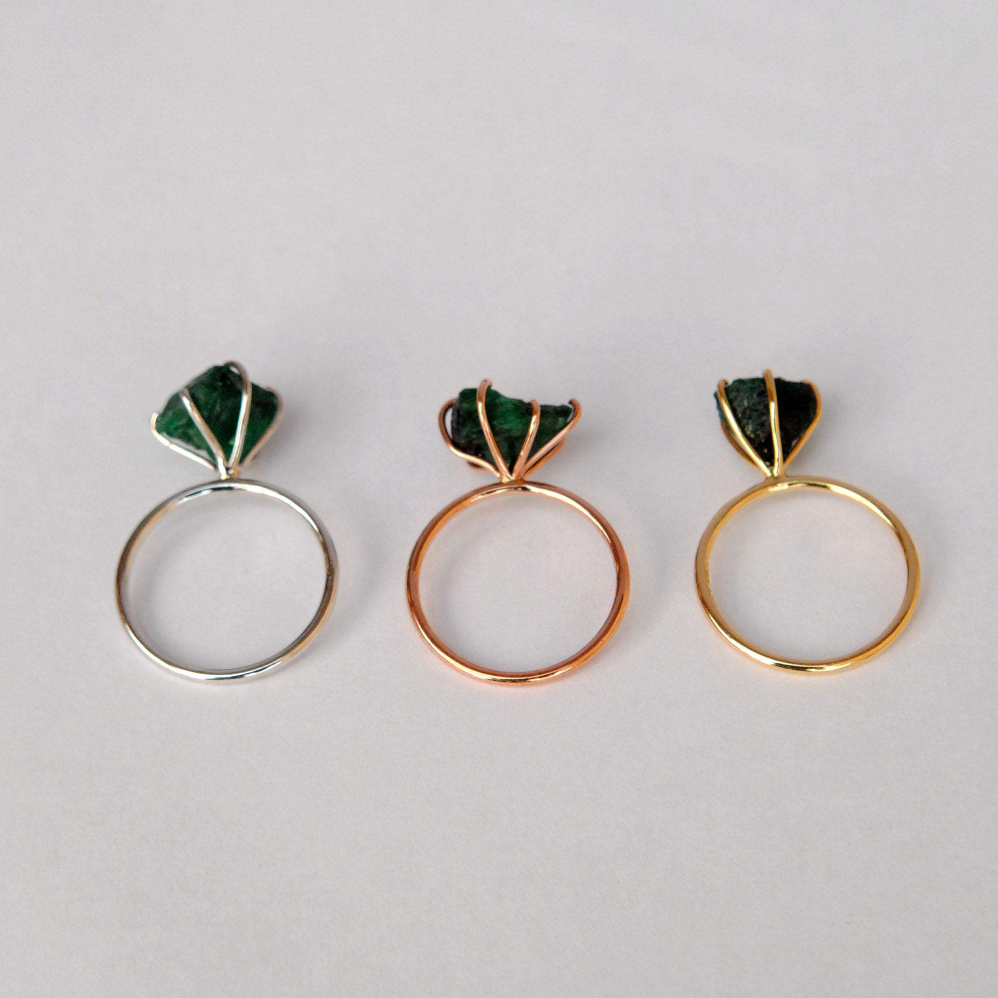 Chunky Raw Emerald 14K Solid Gold Ring