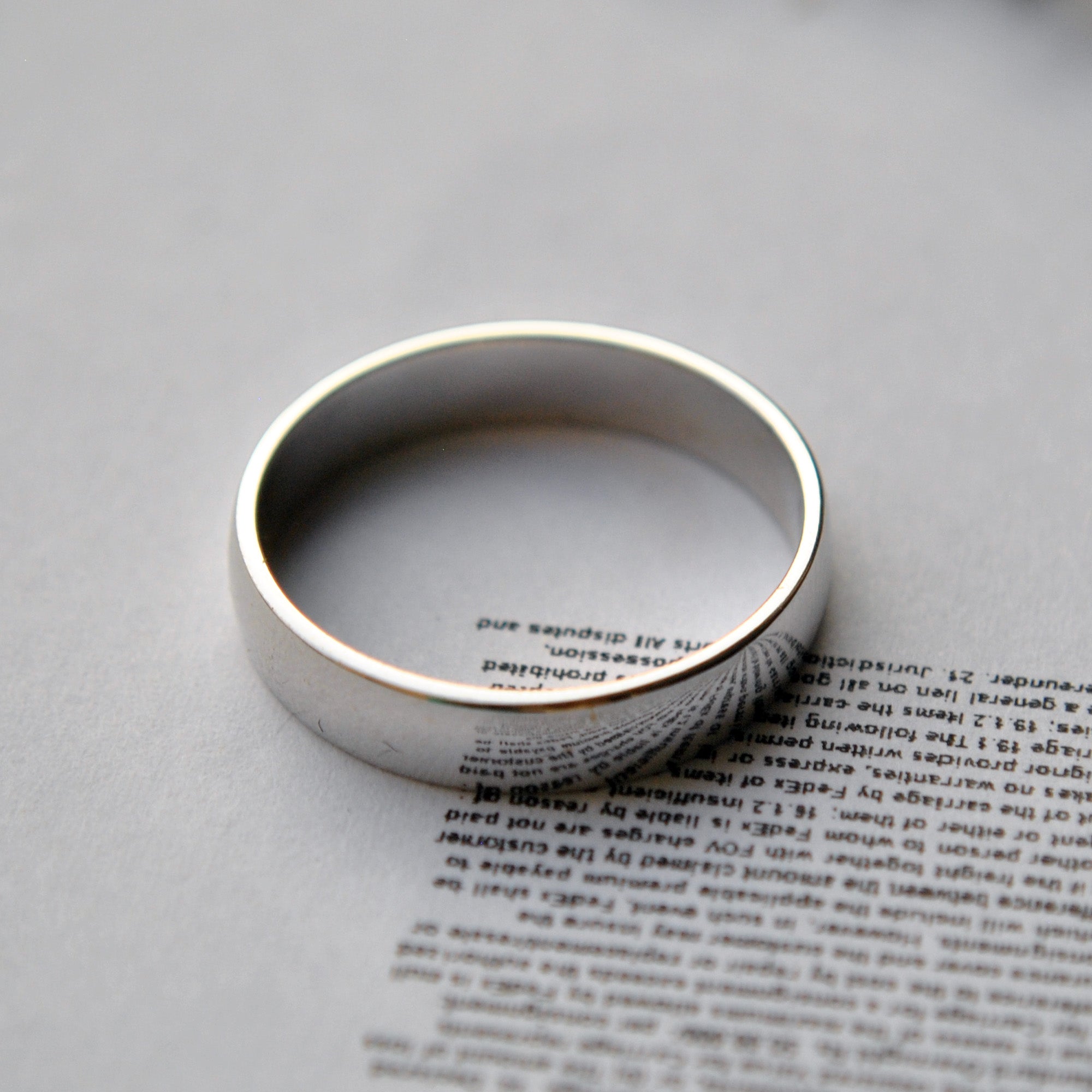 4mm Flat Fit Solid Gold Wedding Unisex Band, Comfort Fit Band with Slight Dome