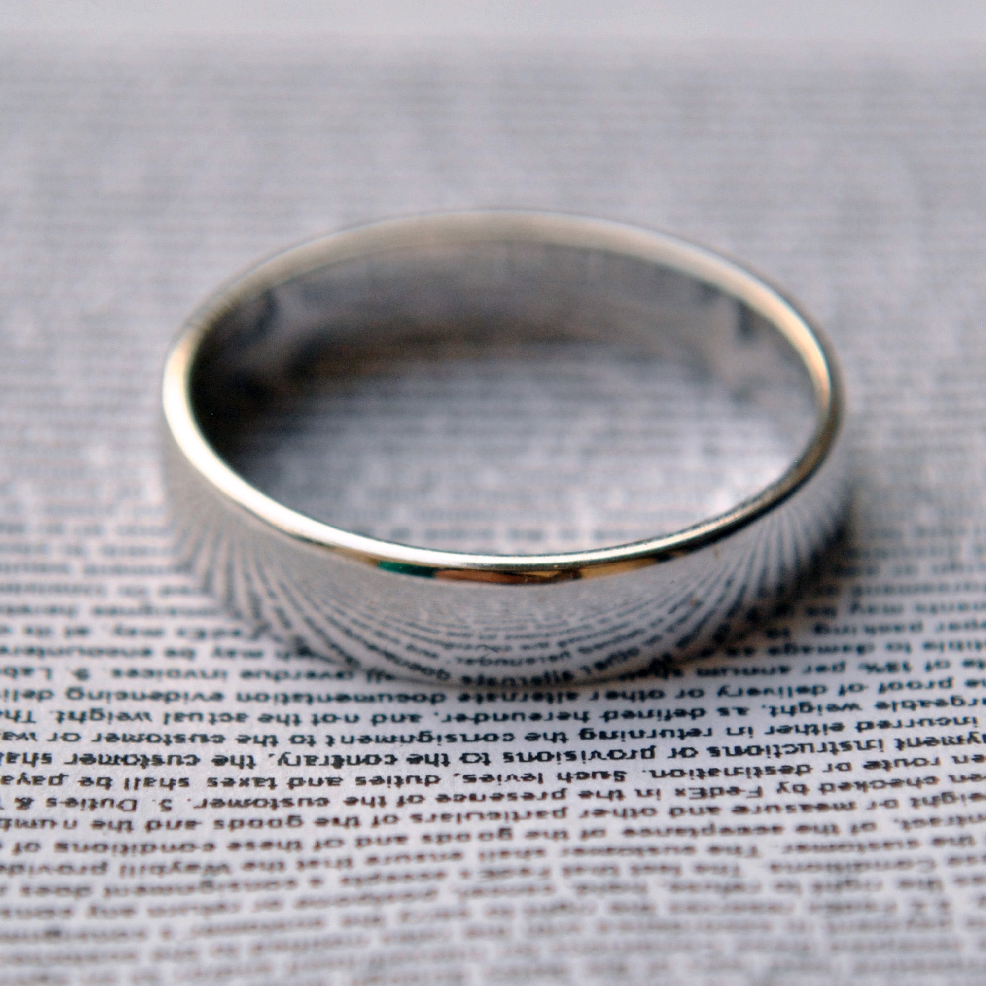 4mm Flat Fit Solid Gold Wedding Unisex Band, Comfort Fit Band with Slight Dome