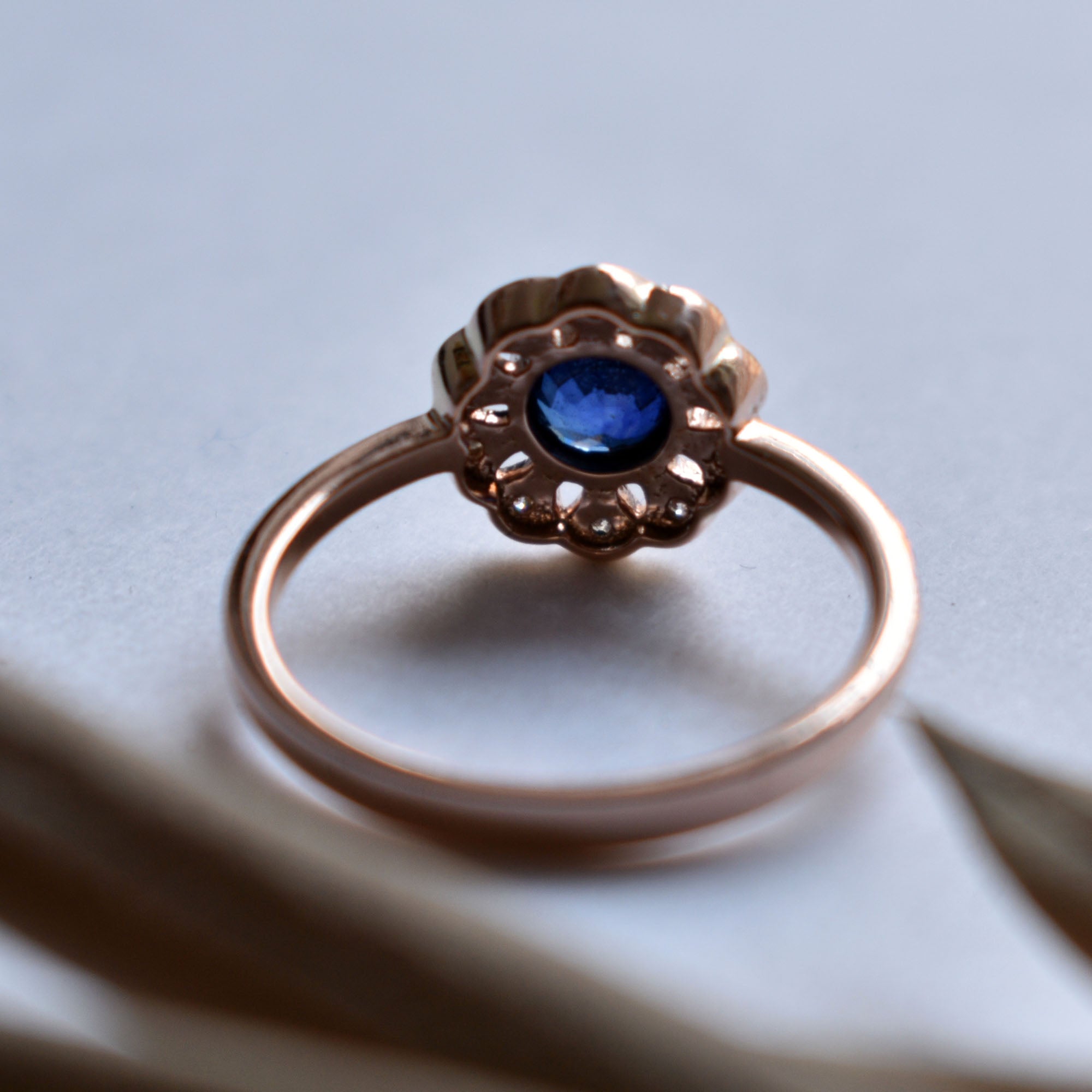 Vintage Floral Sapphire Engagement Ring