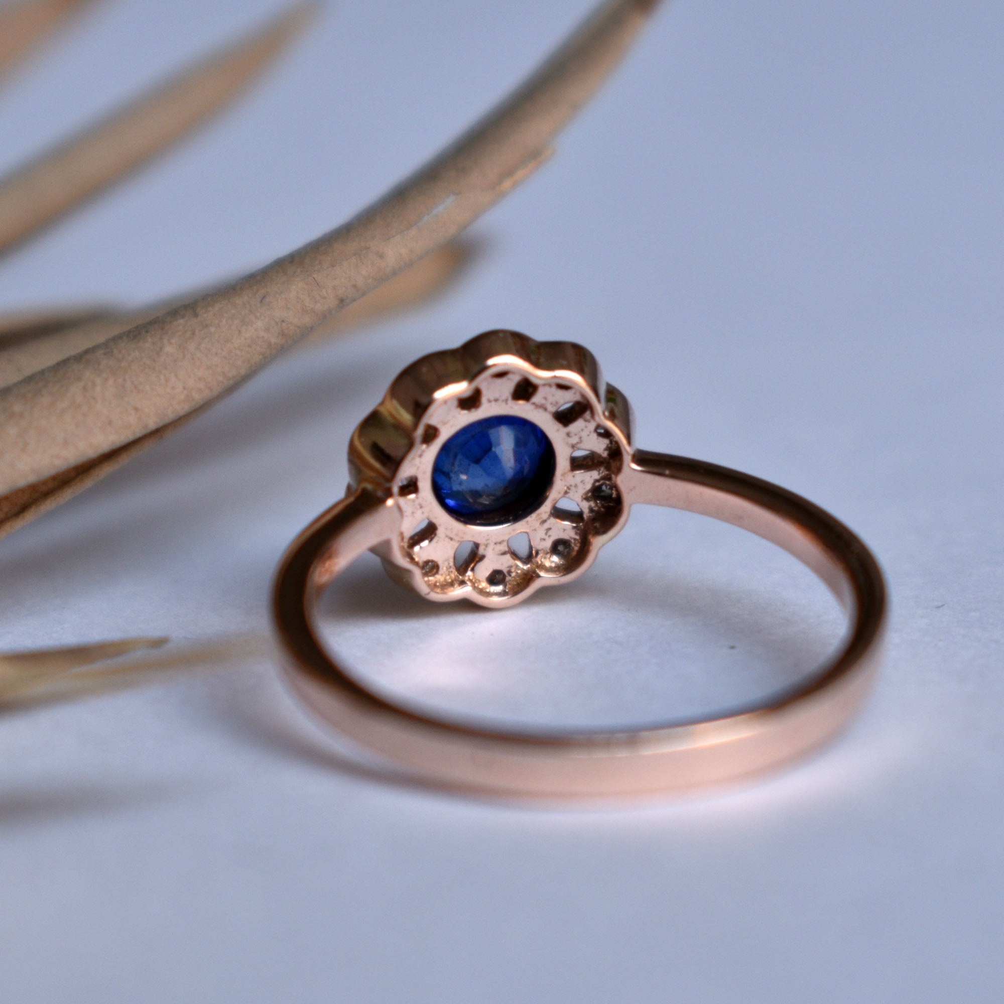 Vintage Floral Sapphire Engagement Ring