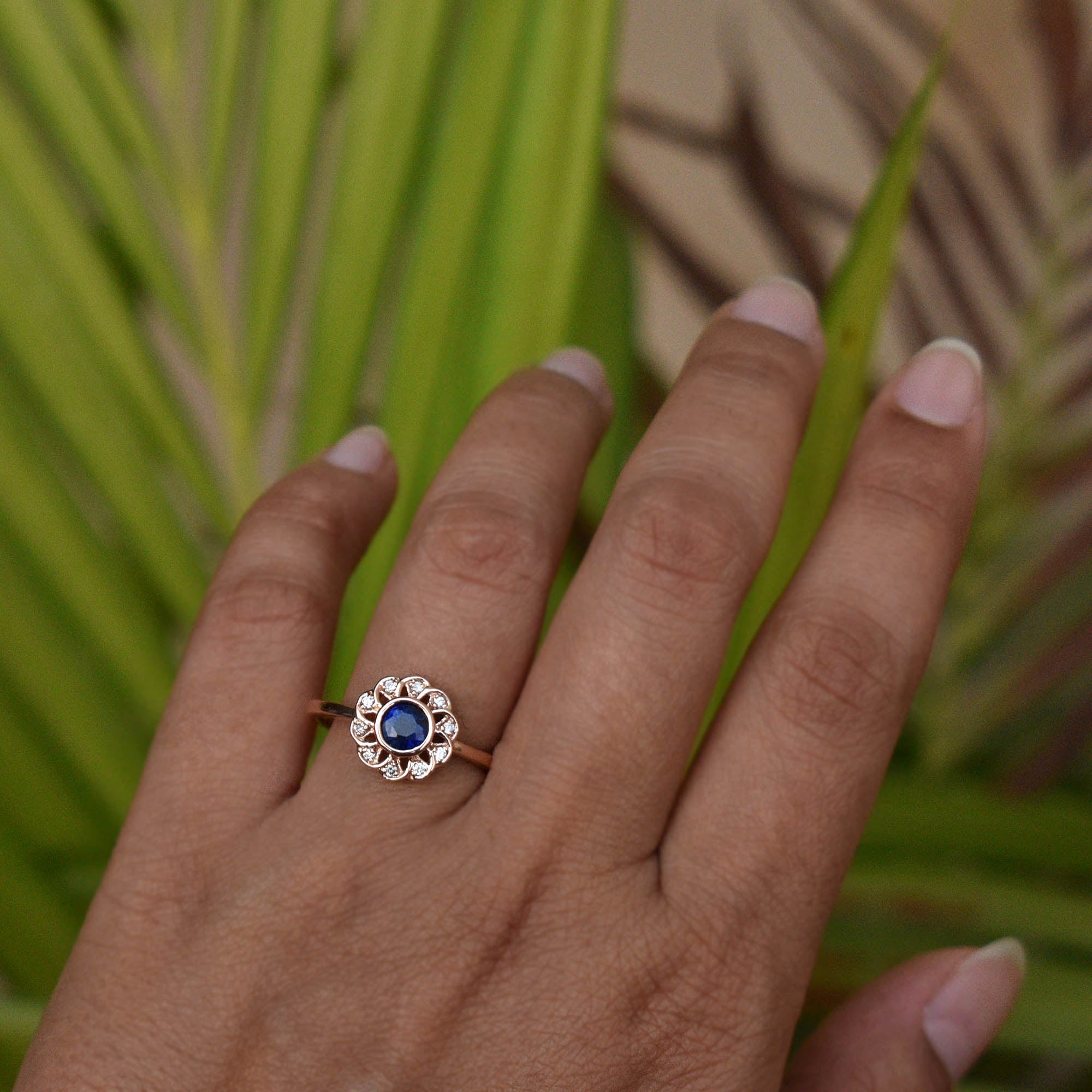 Vintage Floral Sapphire Engagement Ring