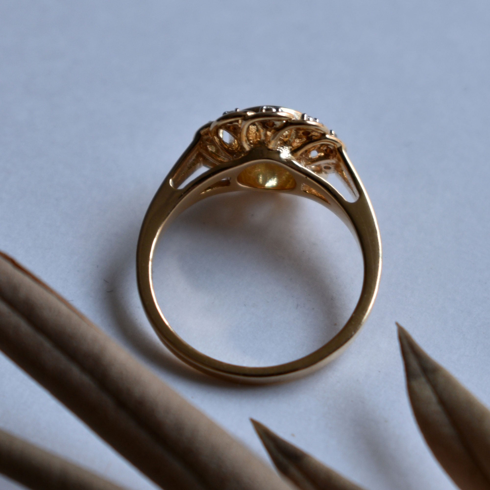 Floral Lace Filigree Solitaire Diamond Engagement Ring