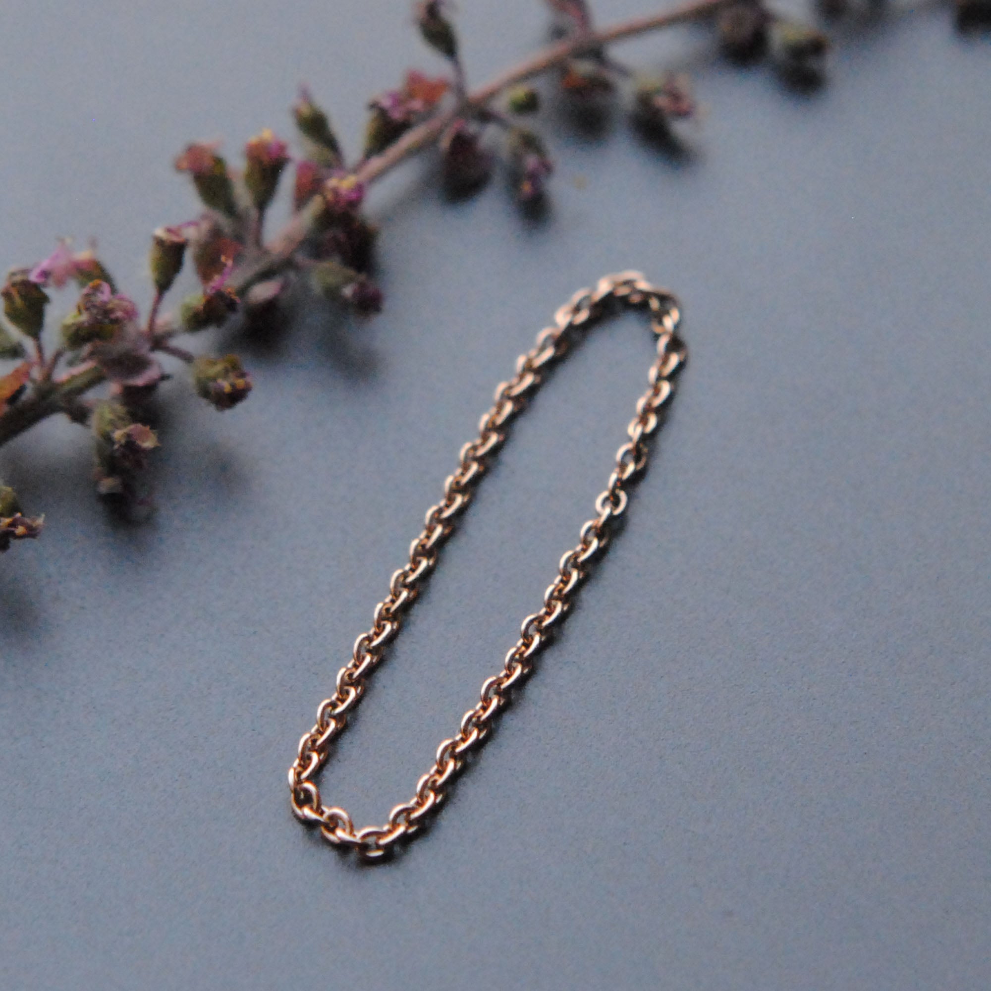 1mm Fine Gold Simple Skinny Gold Chain Stacking Ring in 14 K Solid Gold