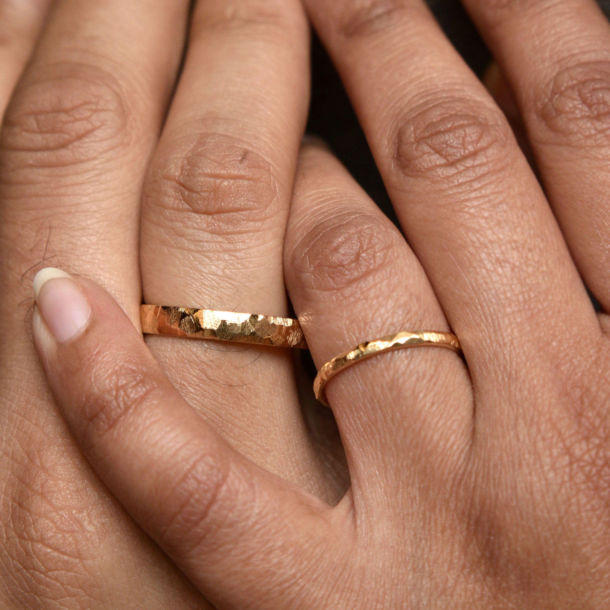 14k Solid Gold Matching Couples Rings in Brushed Finish