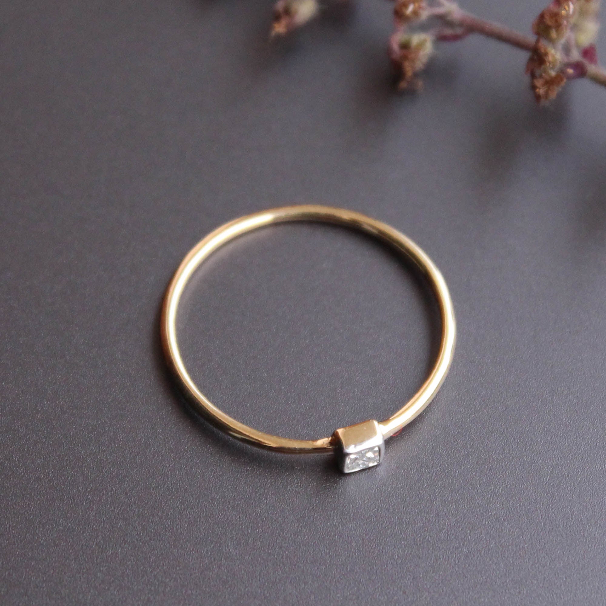 Dainty Bezel Set Princess Cut Diamond Ring