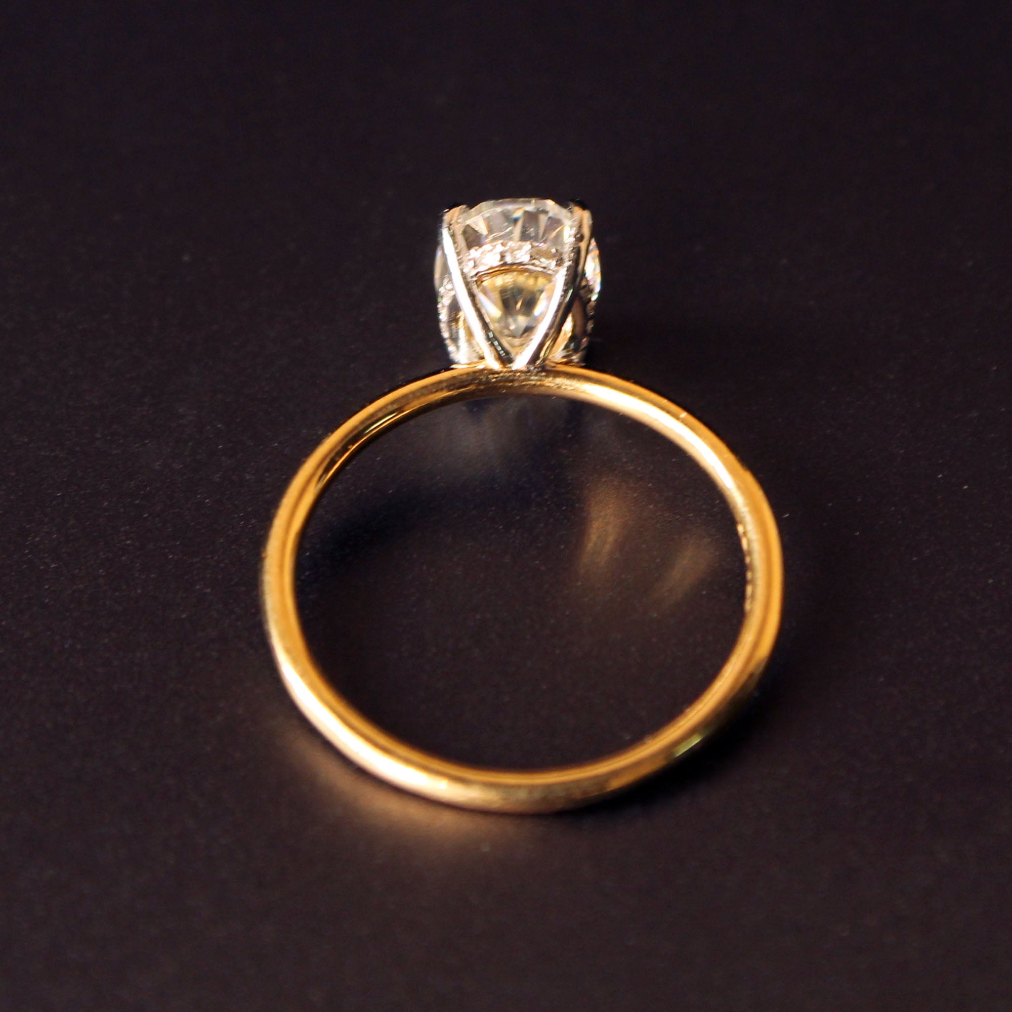 Oval Moissanite Engagement Ring with Hidden Diamond Underhalo
