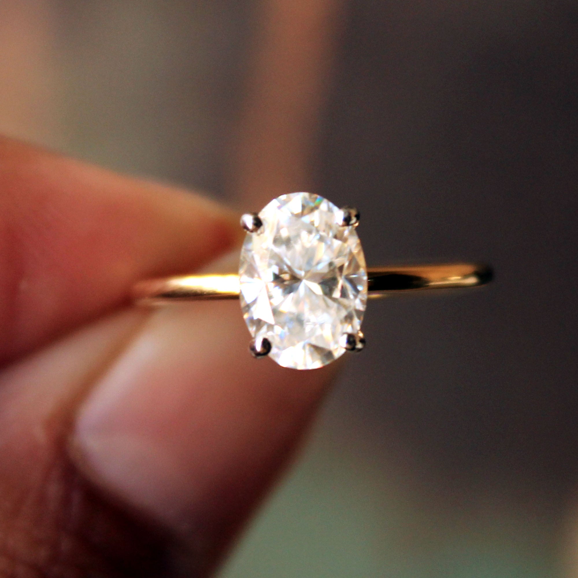 Oval Moissanite Engagement Ring with Hidden Diamond Underhalo