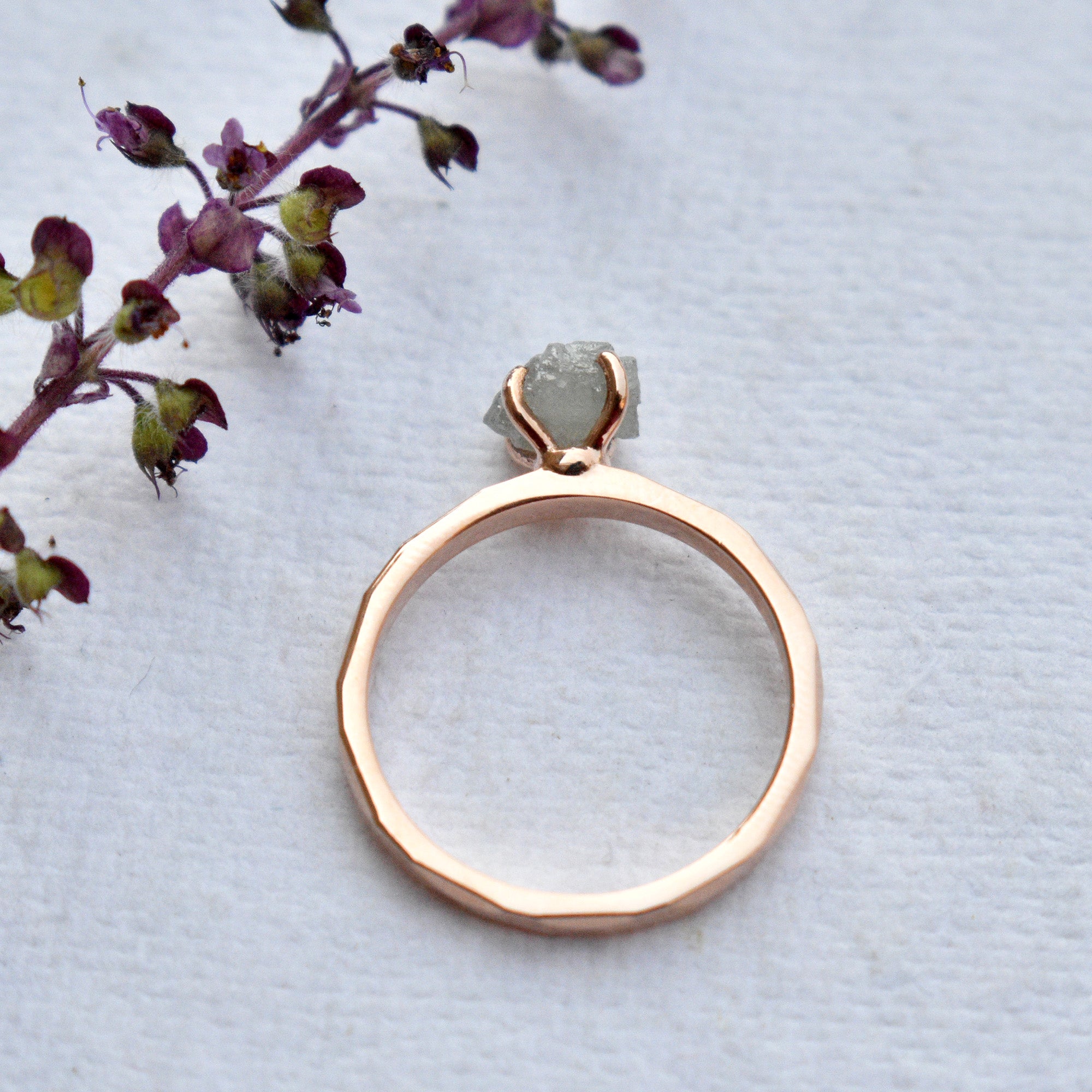 1 Carat Raw Diamond Rustic Engagement Ring