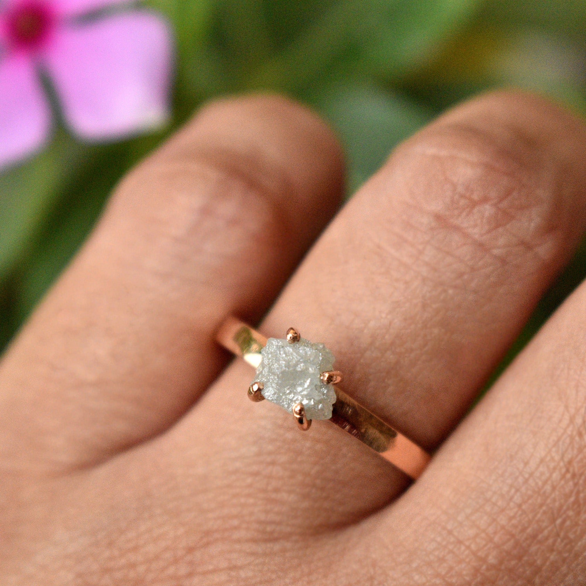 1 Carat Raw Diamond Rustic Engagement Ring
