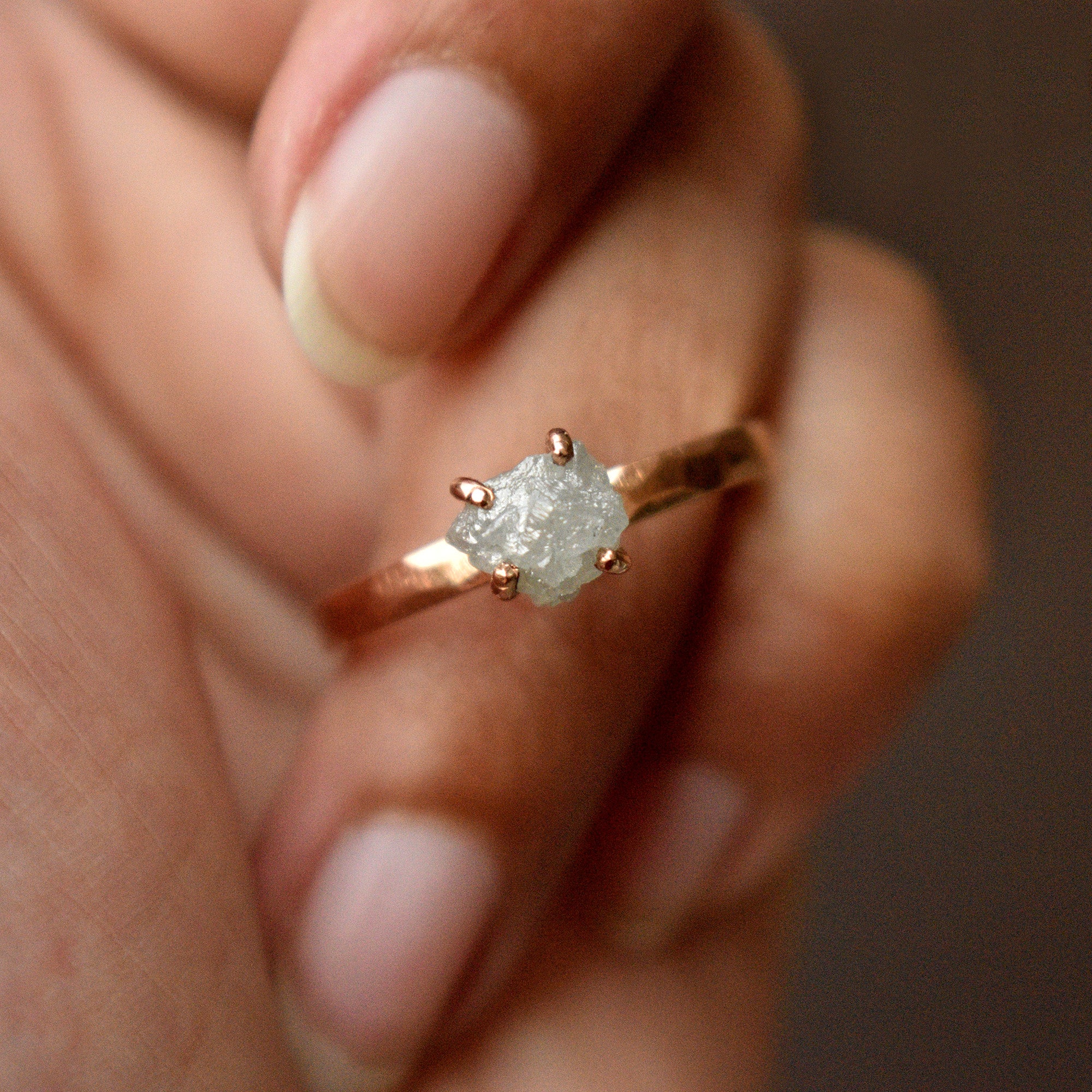 1 Carat Raw Diamond Rustic Engagement Ring